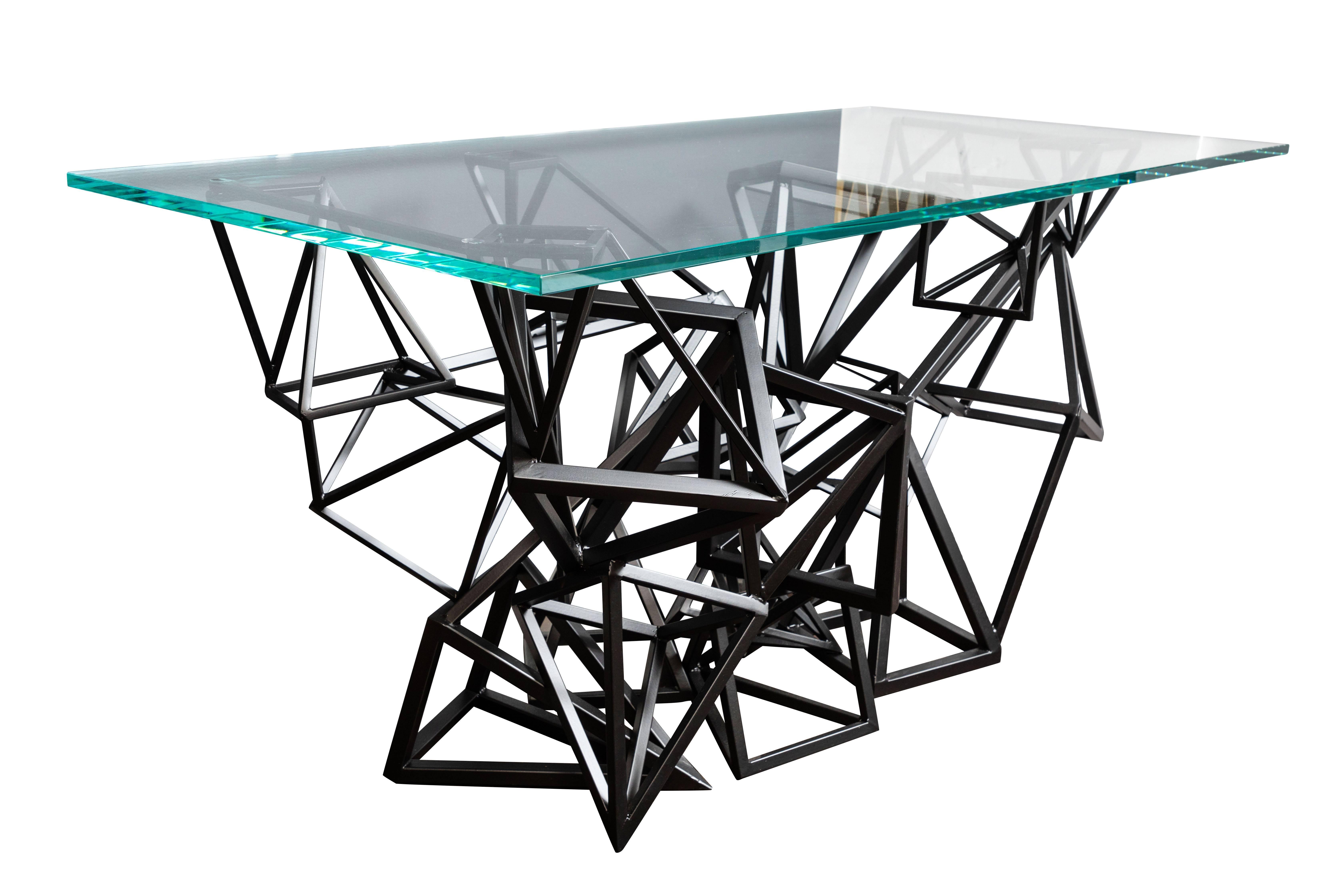 Powder-Coated 1970s Custom Geometric Metal Table  For Sale