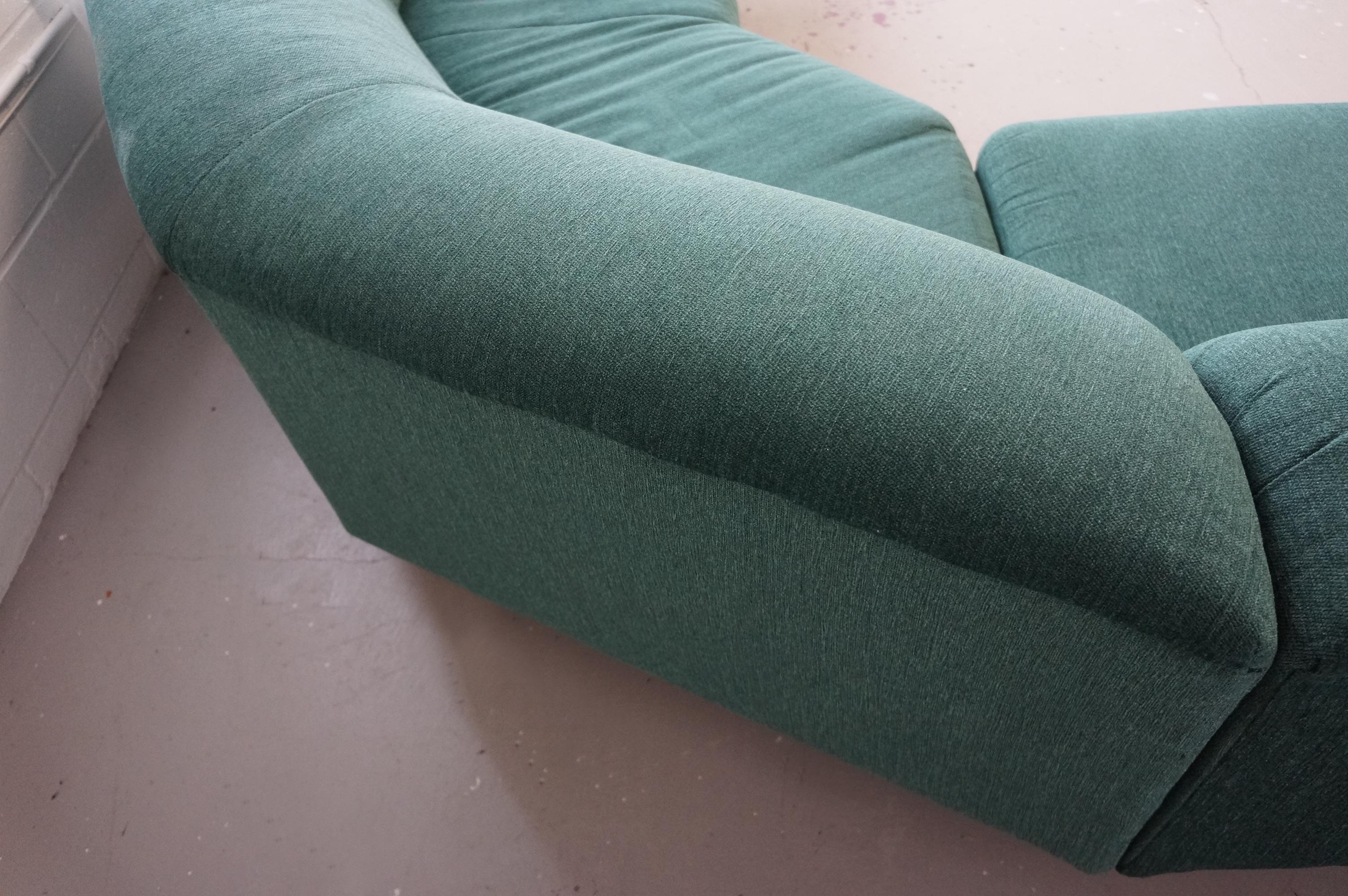 1970s Custom Green Curved Sectional  2