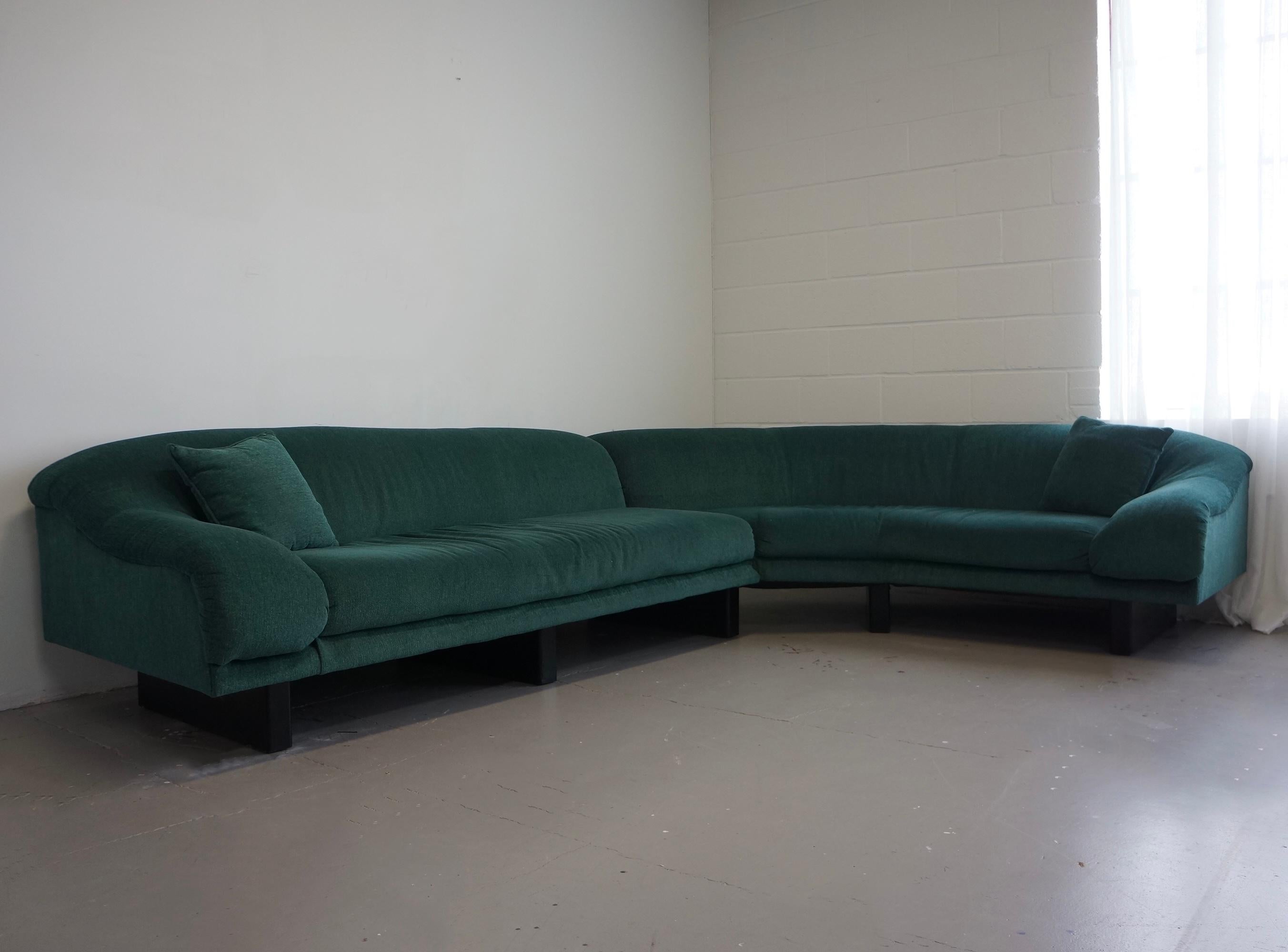 Mid-Century Modern 1970s Custom Green Curved Sectional 
