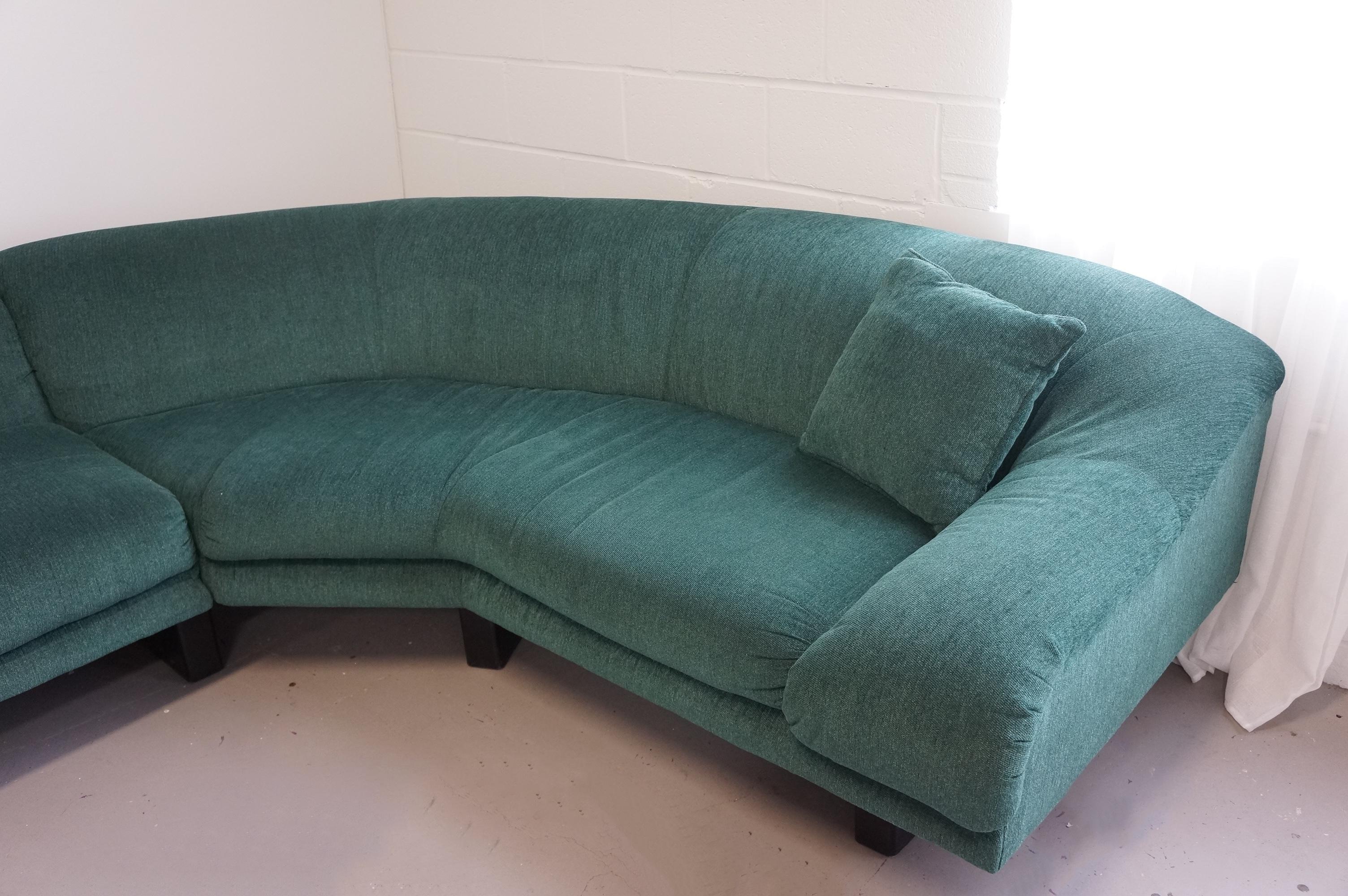 Fabric 1970s Custom Green Curved Sectional 