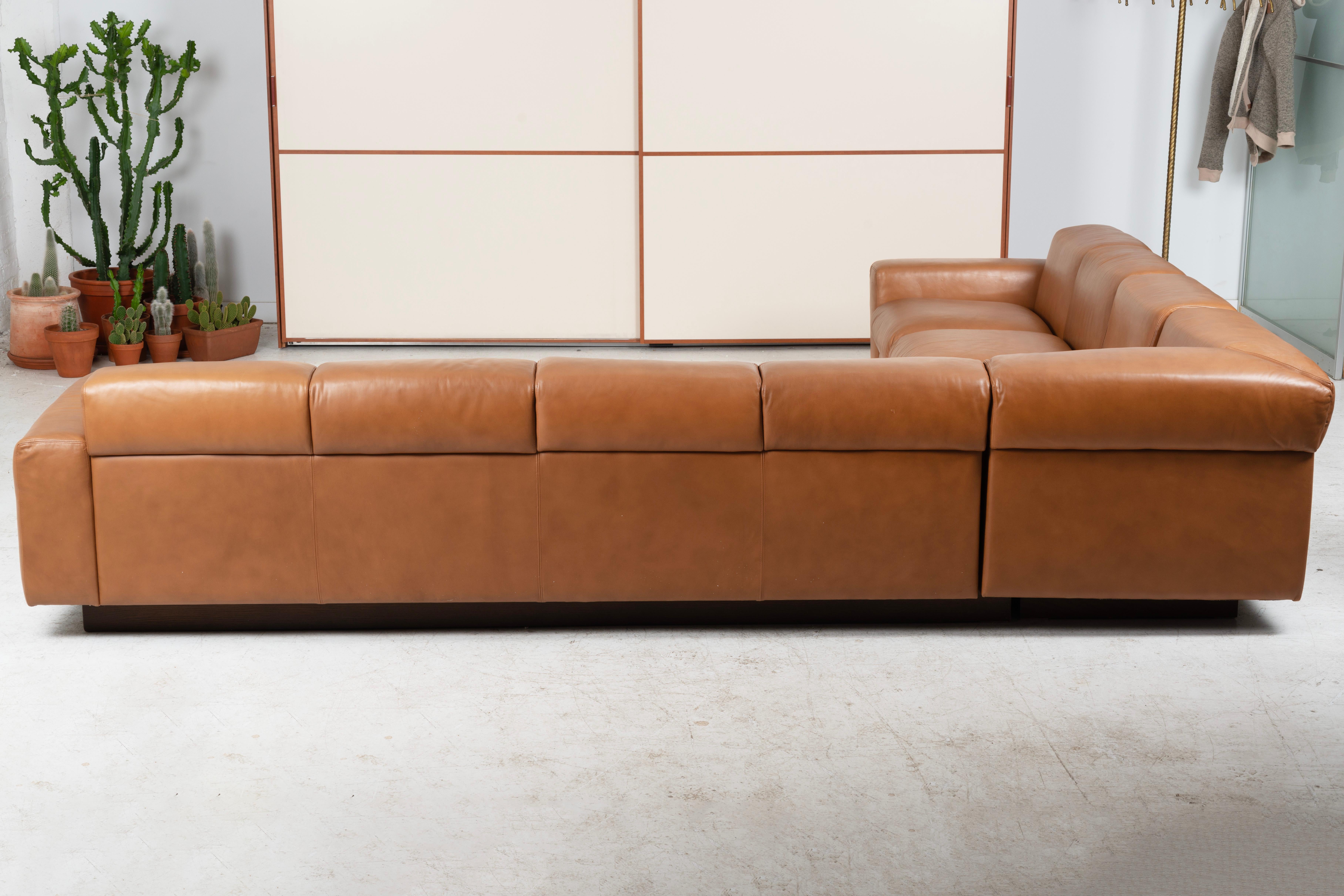Late 20th Century 1970's Custom Leather Sectional Sofa For Sale