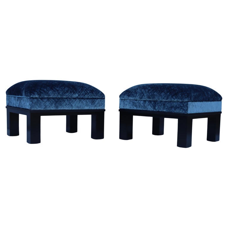 1970's Custom Made Velvet Ottomans On Casters For Sale at 1stDibs
