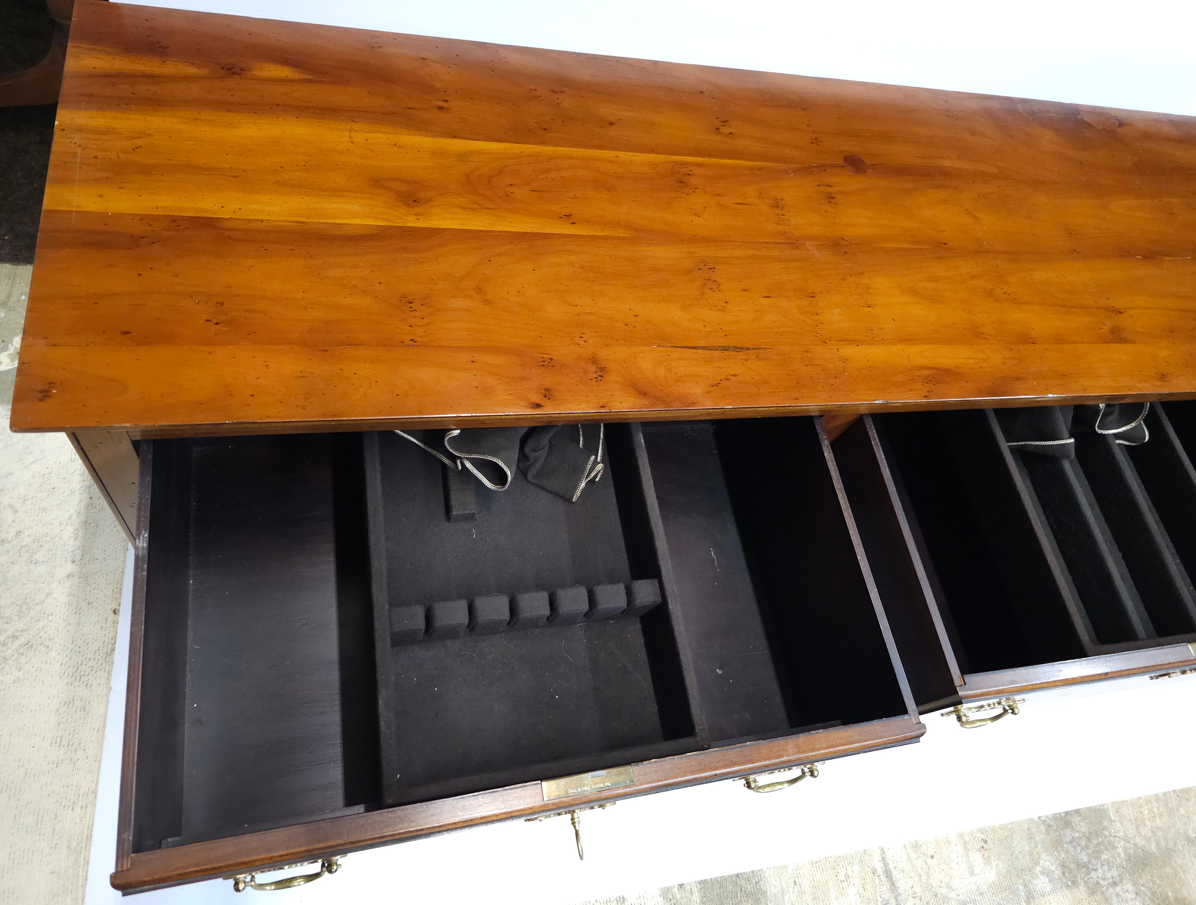 1970s Custom Made Wright Table Company Chippendale Solid Yew Wood Sideboard For Sale 1