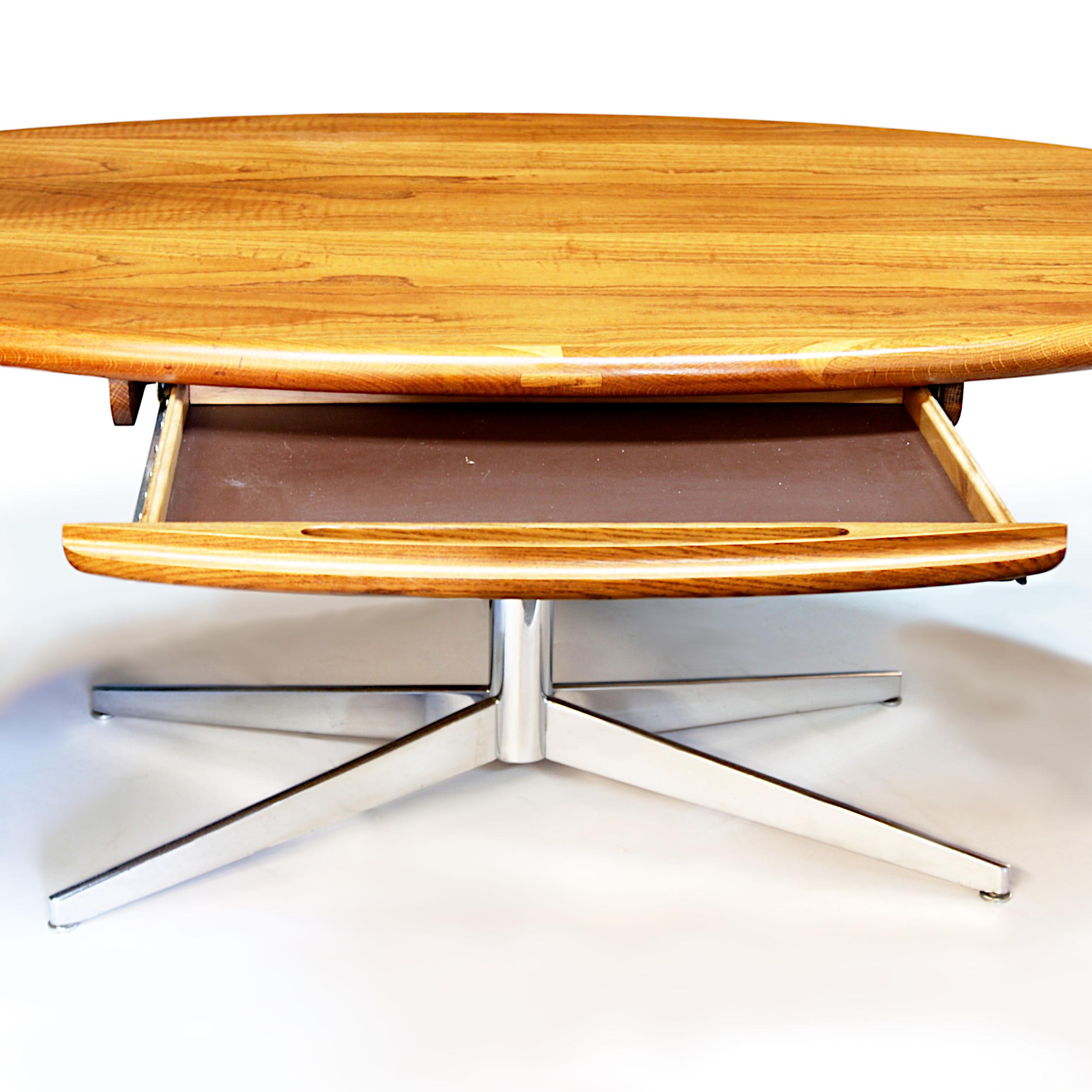 American 1970s Custom Mid-Century Modern Oval Oak Executive Desk by Florence Knoll