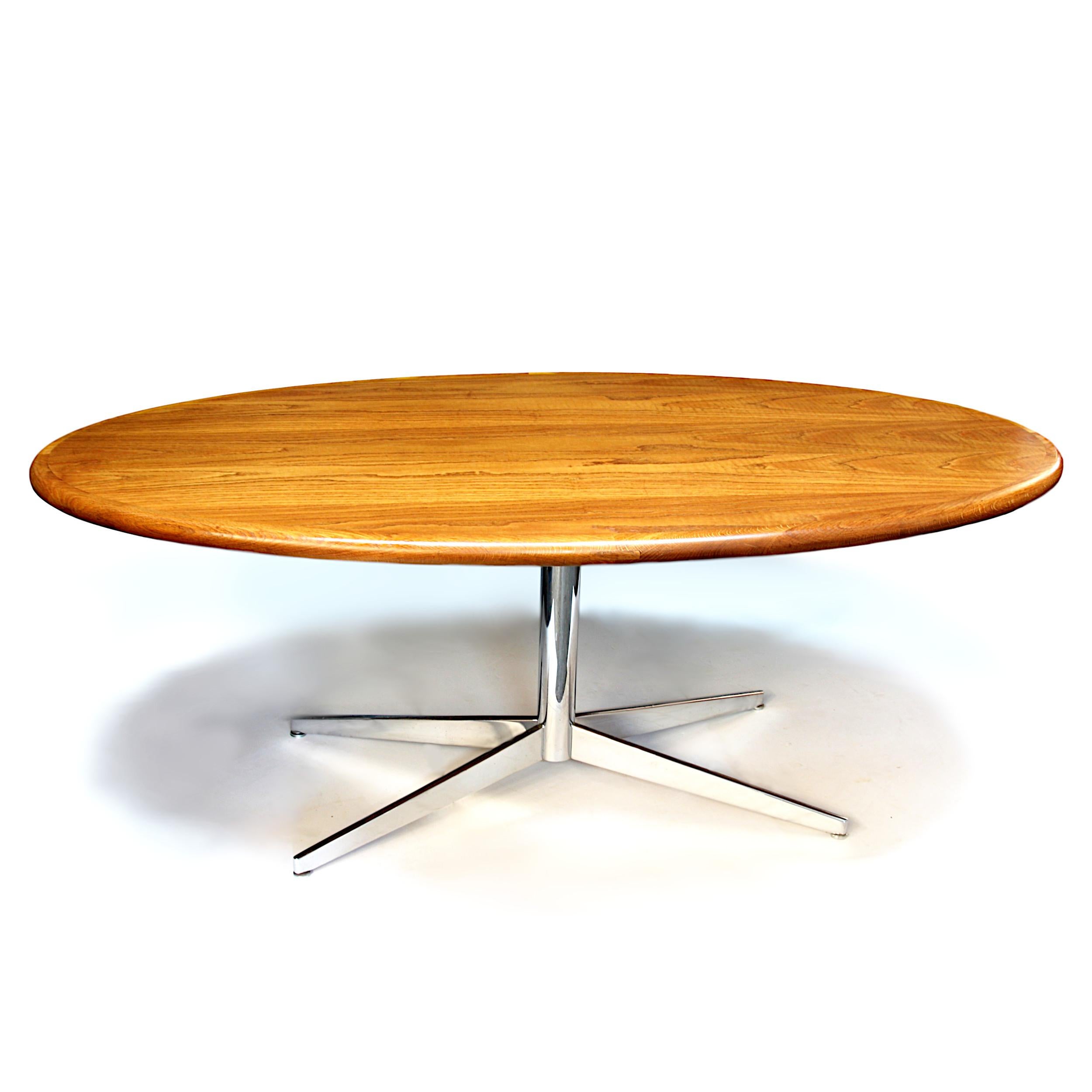 Late 20th Century 1970s Custom Mid-Century Modern Oval Oak Executive Desk by Florence Knoll