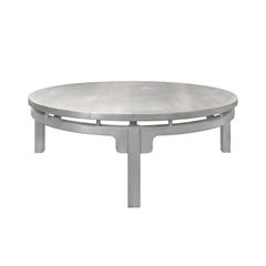 1970s Custom Round Silver Leaf Coffee Table