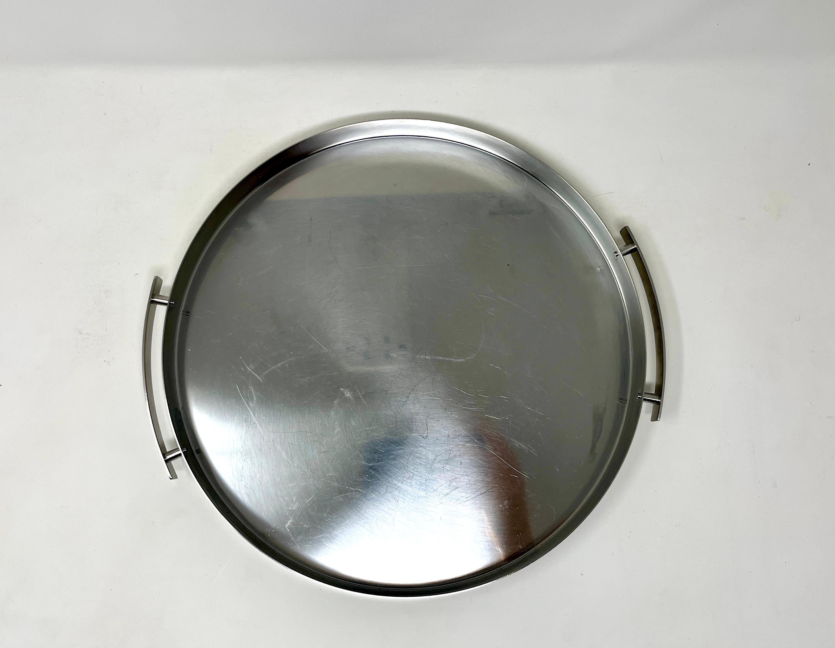 Danese Vassoio da cocktail in acciaio inox Cylinda Line di Arne Jacobsen per Stelton, anni '70 in vendita