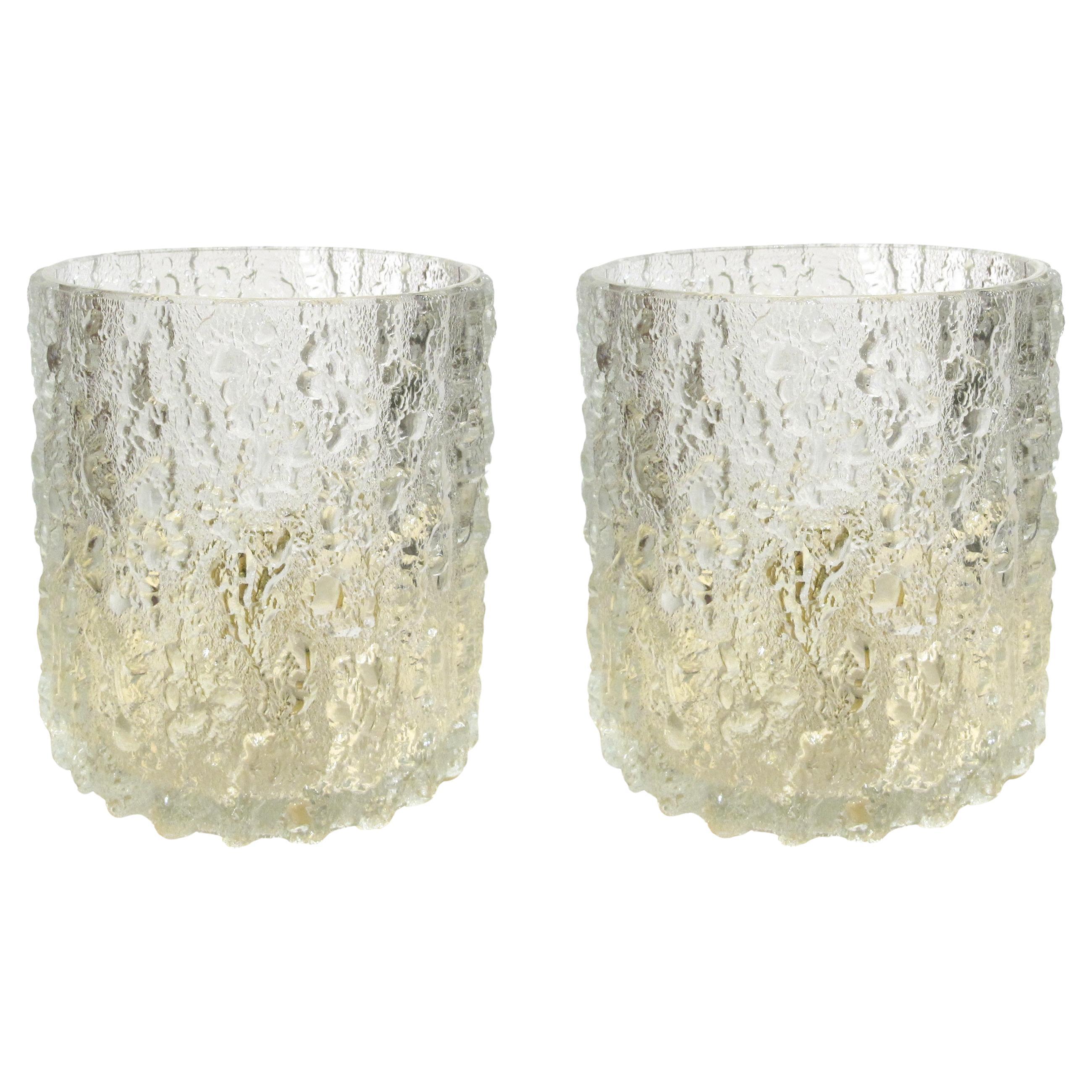 1970s Cylinder-Shaped Textured Glass Table Lamps by J. T. Kalmar, Austrian