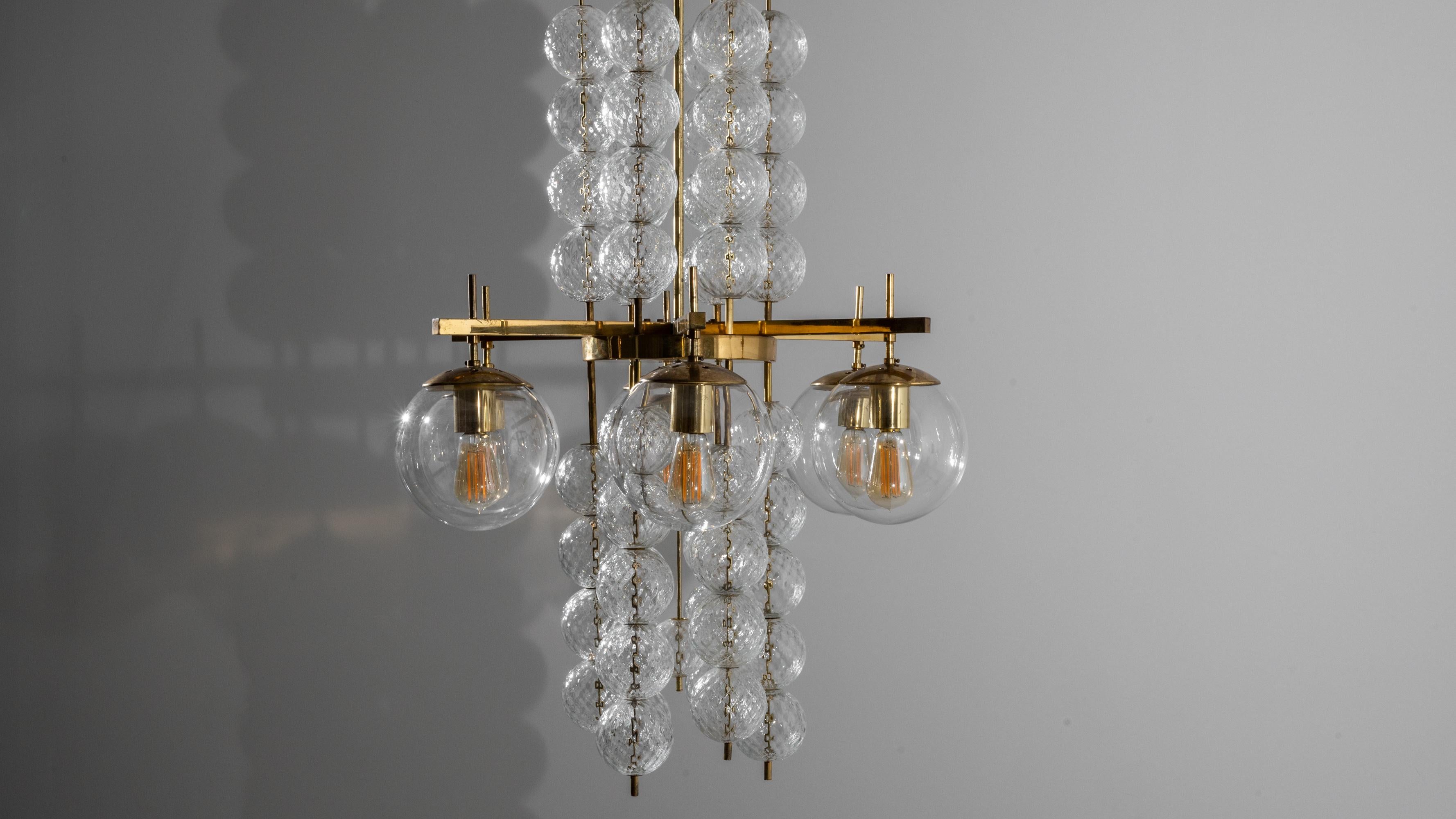 1970s Czech Brass and Glass Chandelier 5