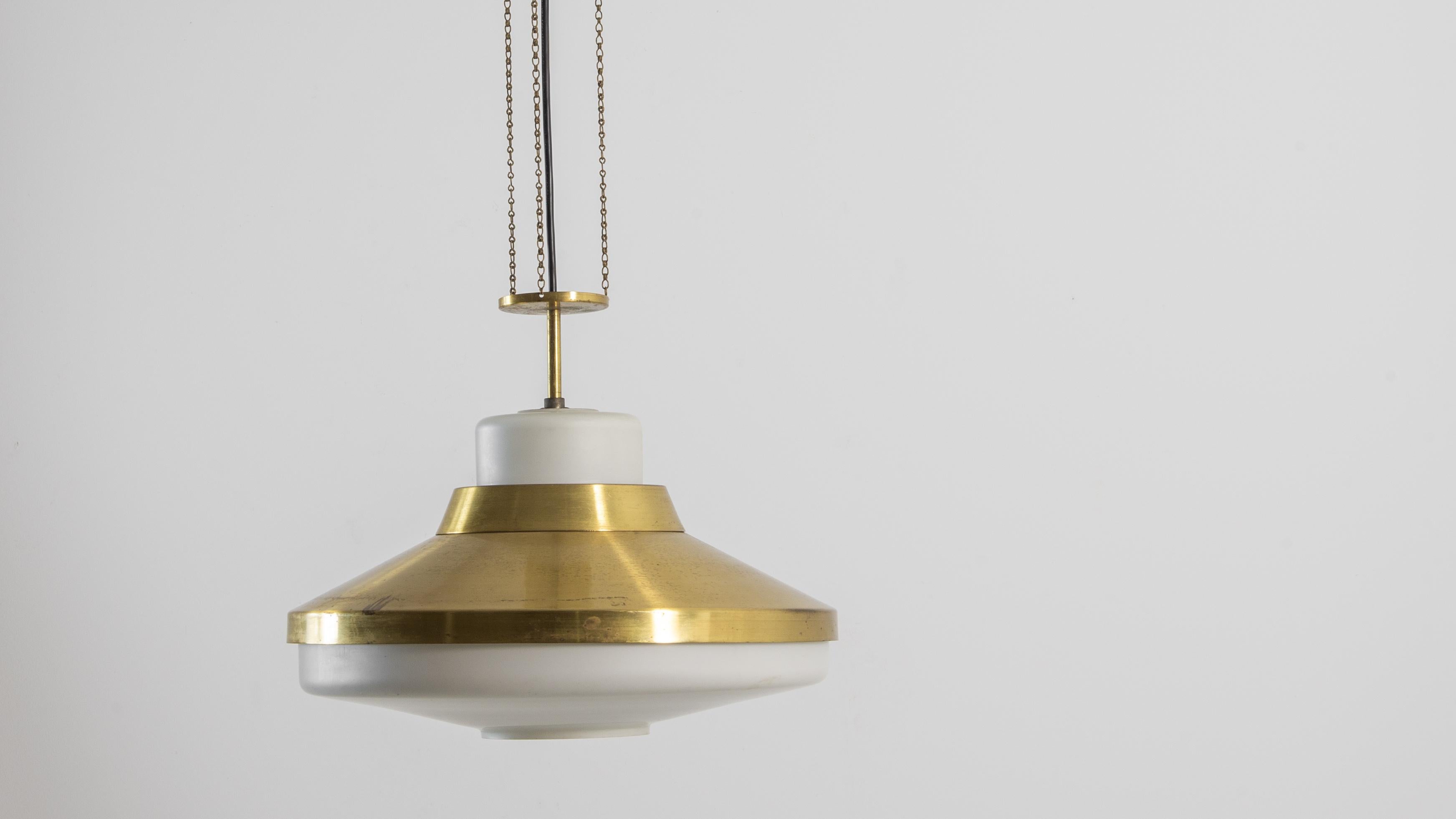 1970s Czech Brass Pendant Lamp For Sale 1