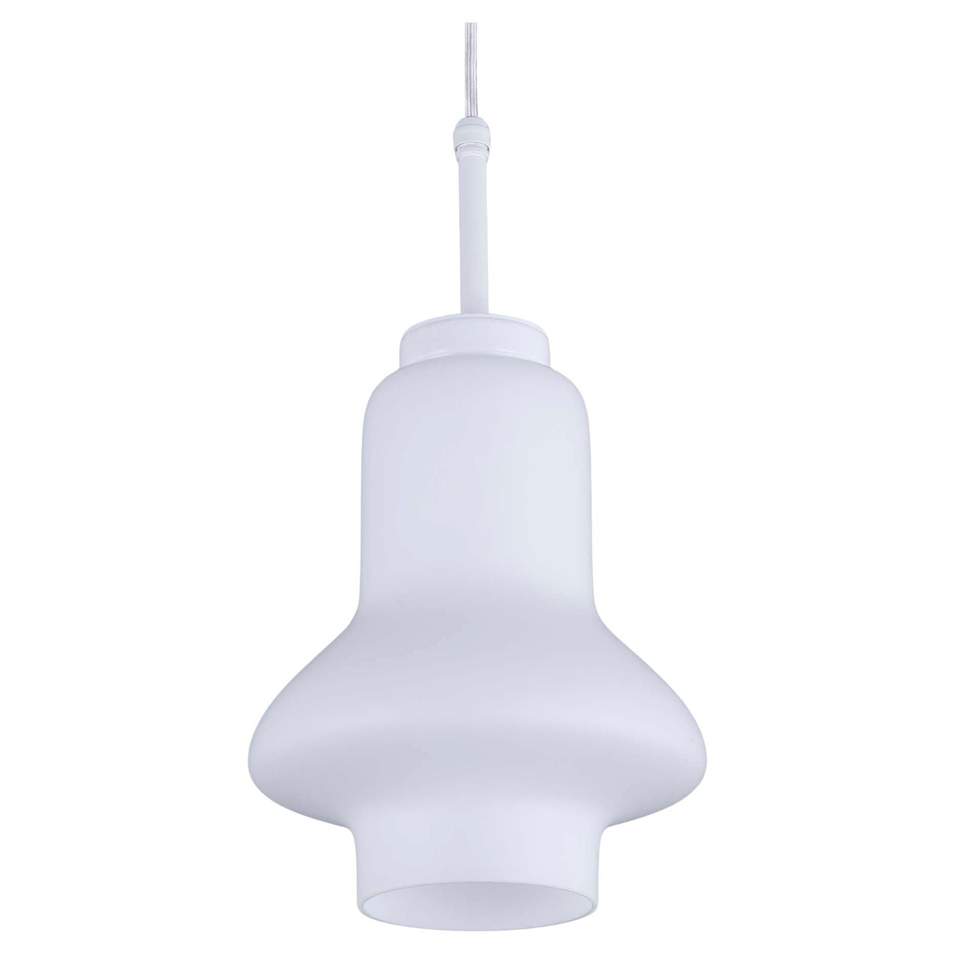 1970s Czech Curved Opaline Glass Pendant Light, Eastern Bloc For Sale