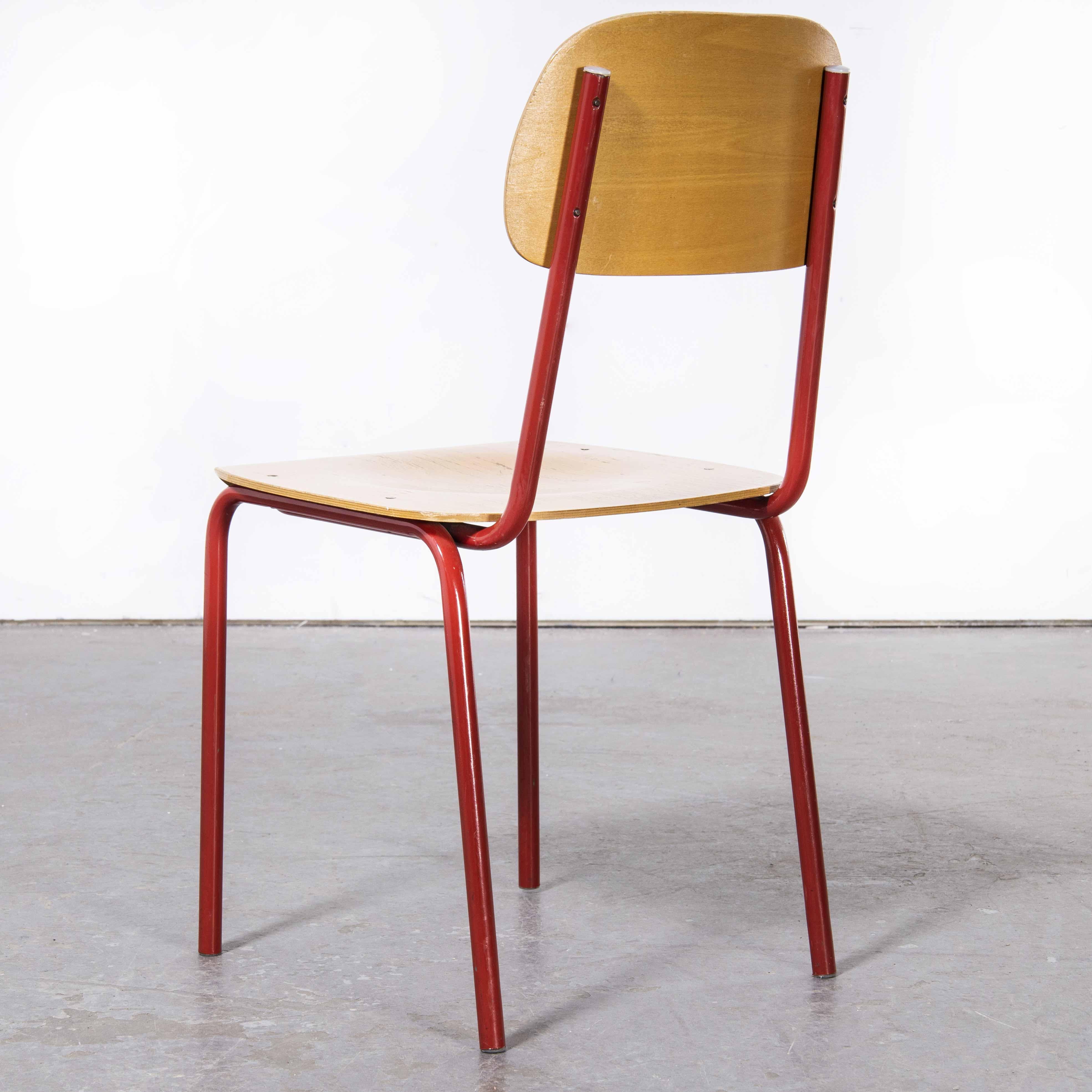 1970's Czech Industrial Stacking Chairs, Red, Set of Four In Good Condition For Sale In Hook, Hampshire