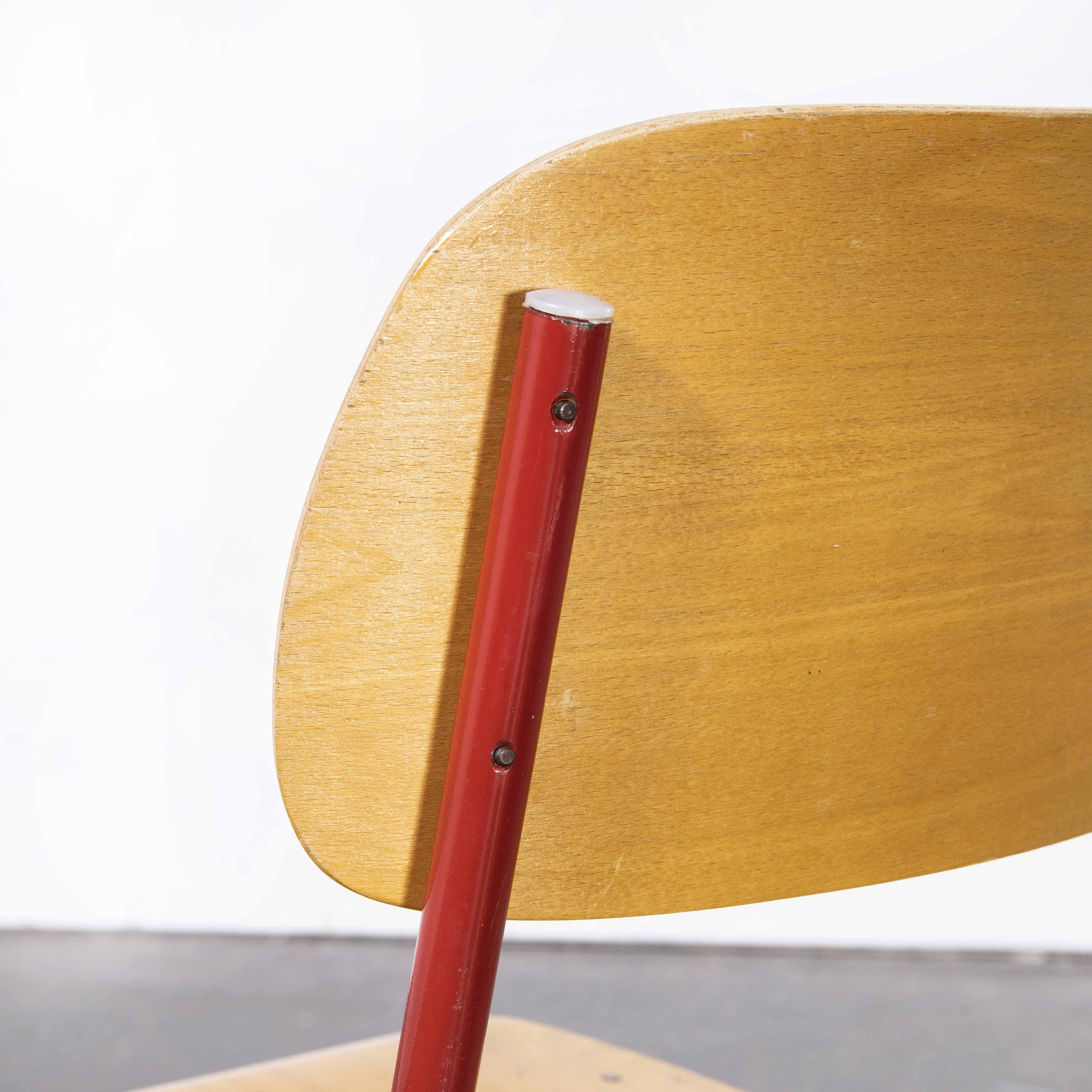 1970's Czech Industrial Stacking Chairs, Red, Set of Four For Sale 2