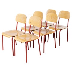 1970's Czech Industrial Stacking Chairs, Red, Set of Six
