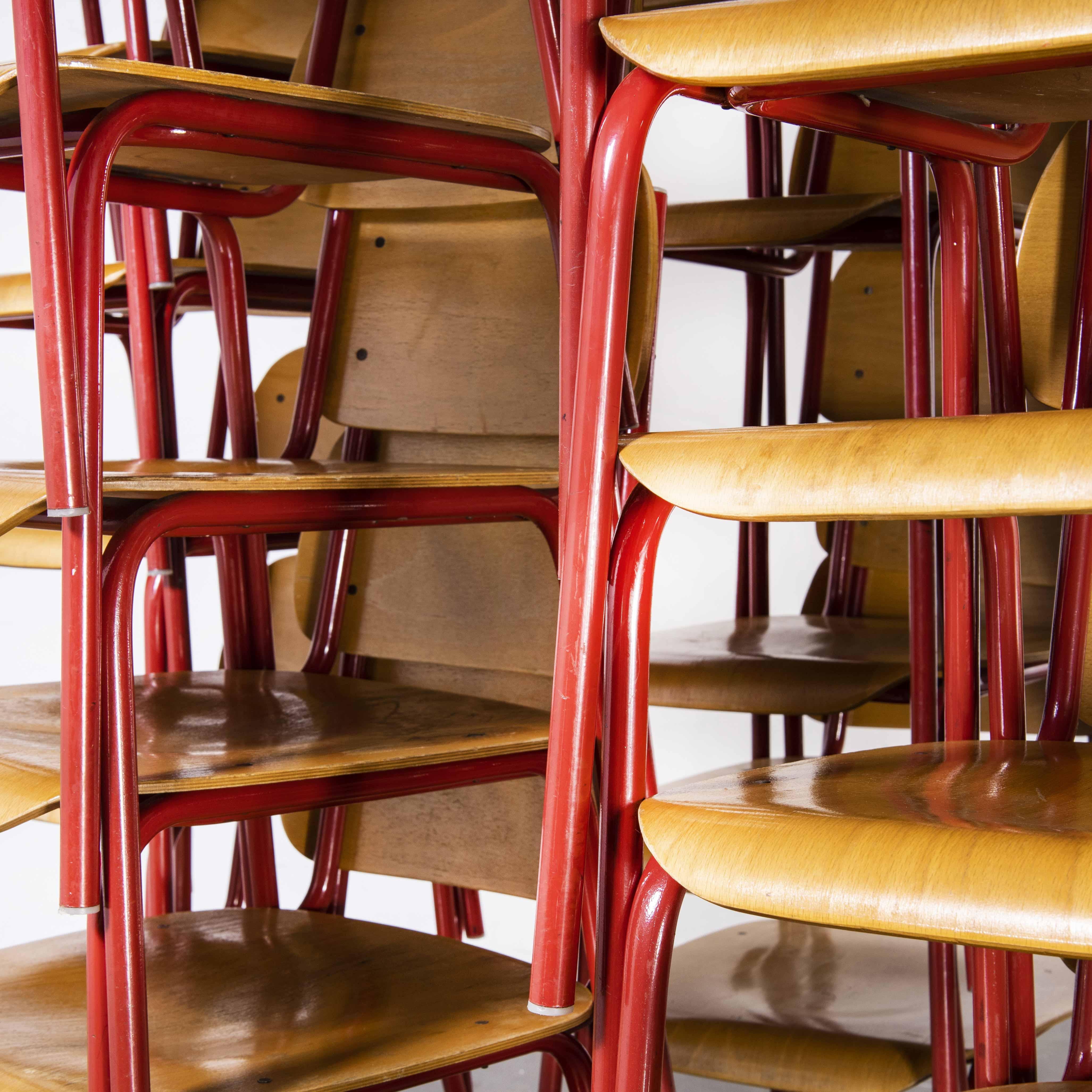 1970's Czech Industrial Stacking Chairs, Red, Various Quantities Available For Sale 1
