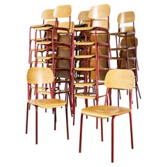 Retro 1970's Czech Industrial Stacking Chairs, Red, Various Quantities Available