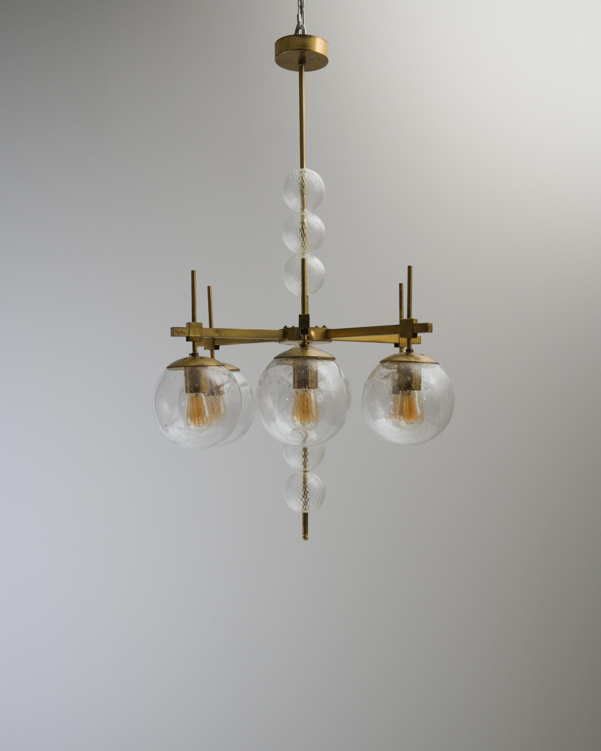 Mid-Century Modern 1970s Czech Metal Chandelier For Sale