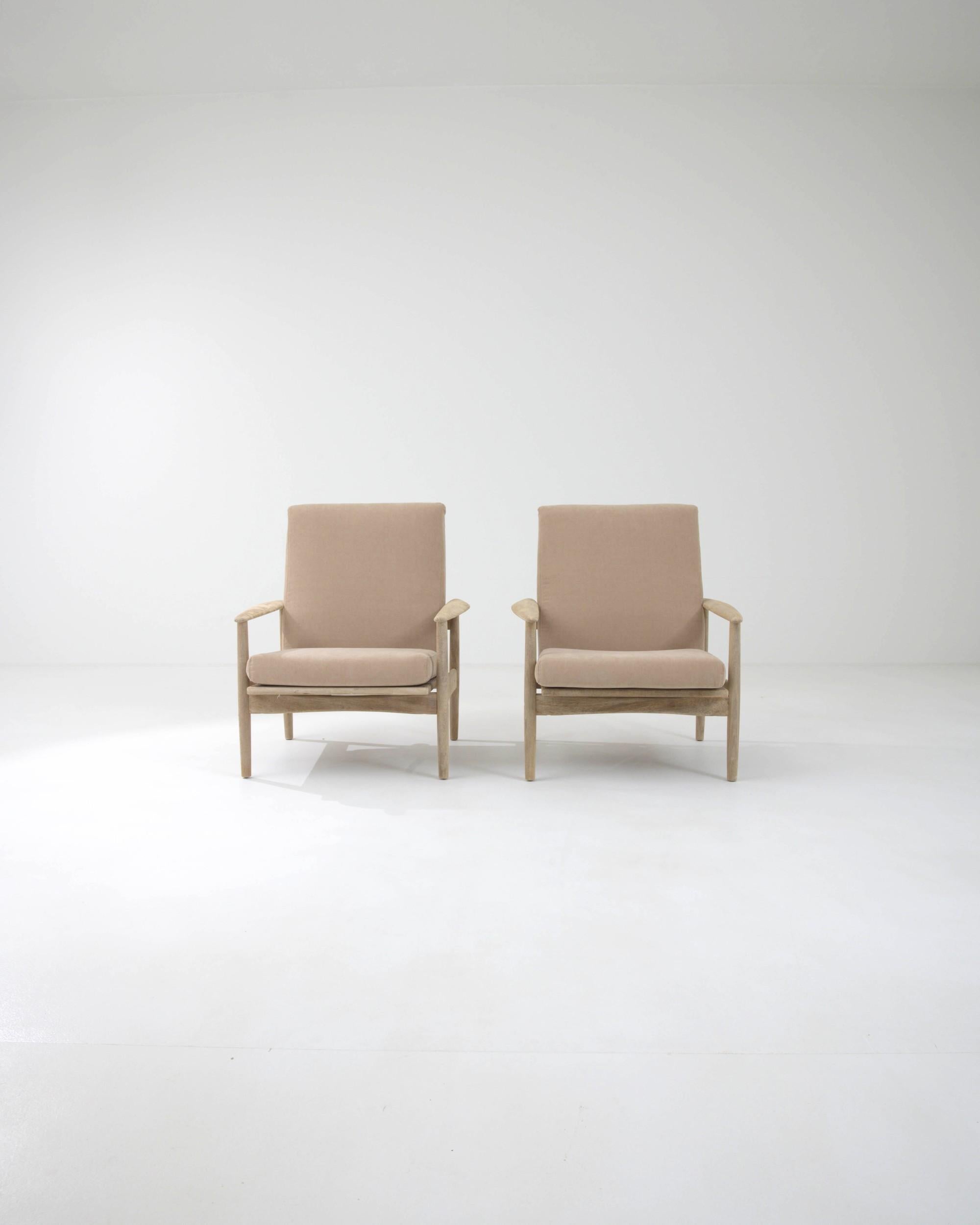 Late 20th Century 1970s Czech Modernist Upholstered Armchairs, a Pair For Sale