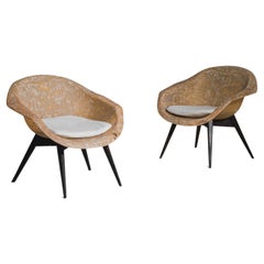 Used 1970s Czech Moulded Bucket Chairs, a Pair