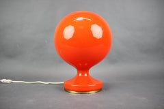 1970s Czech Orange Opaline Glass Mushroom Table Lamp