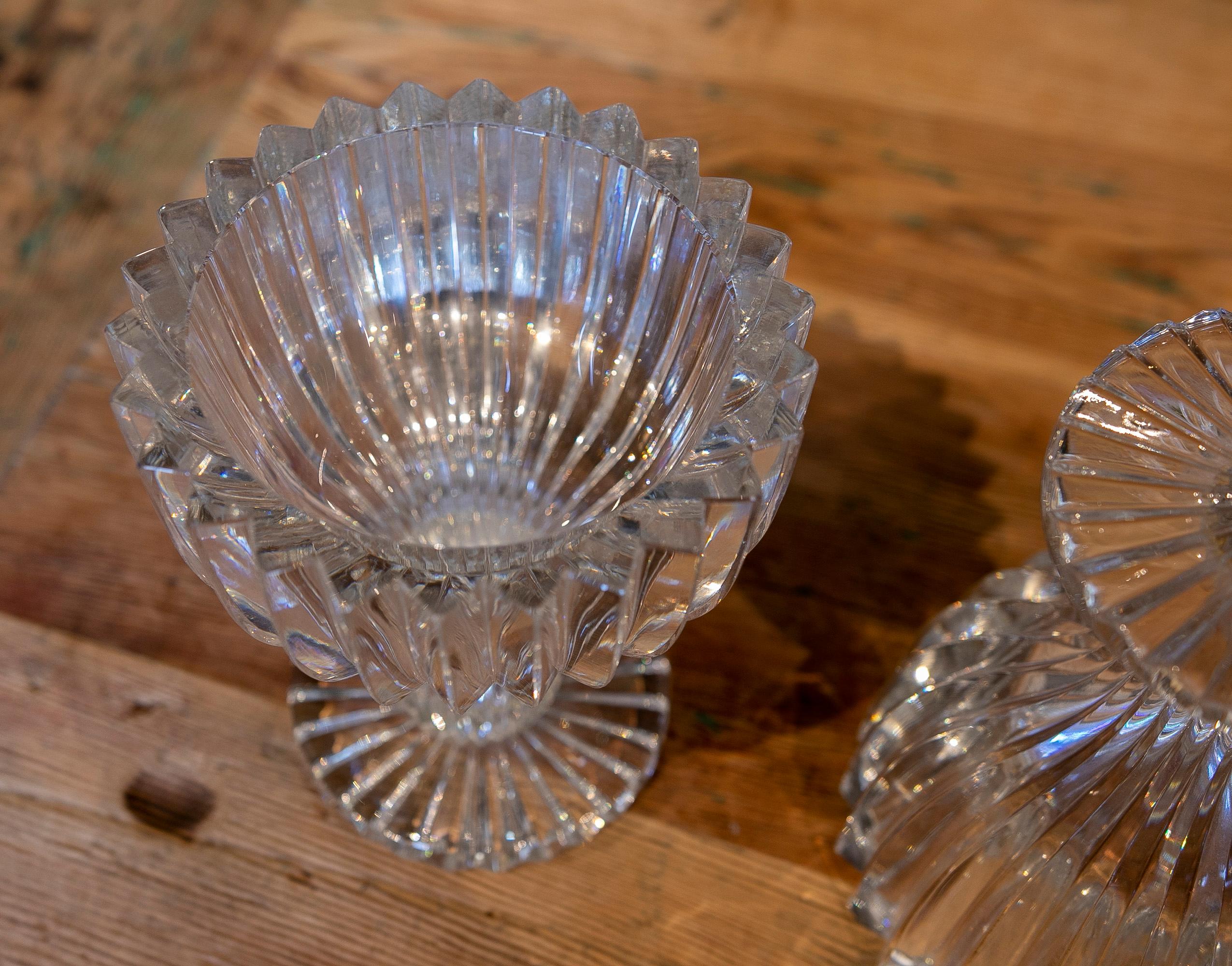 1970s Czech Pair of Cut Crystal Goblets For Sale 8