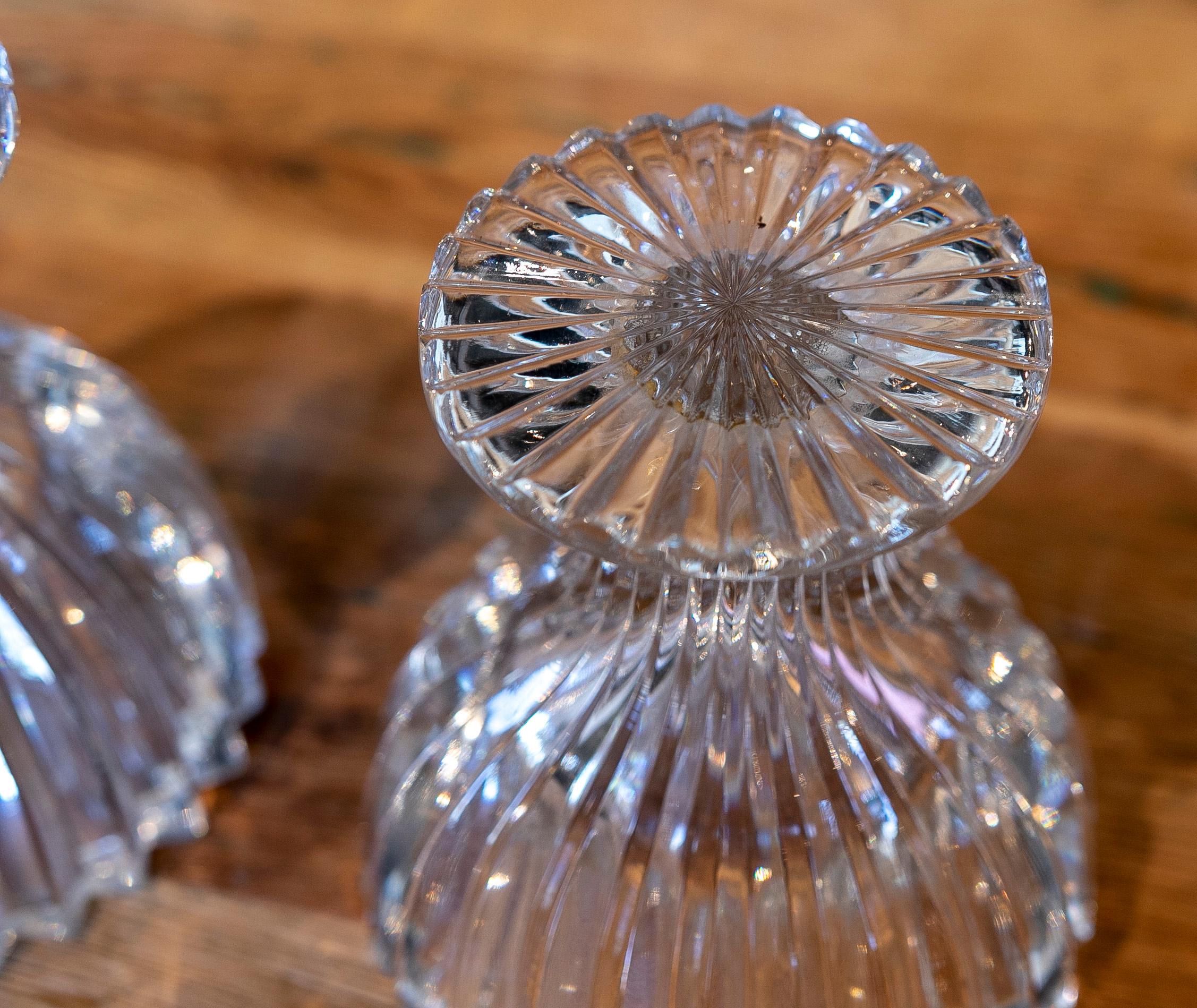 1970s Czech Pair of Cut Crystal Goblets For Sale 10