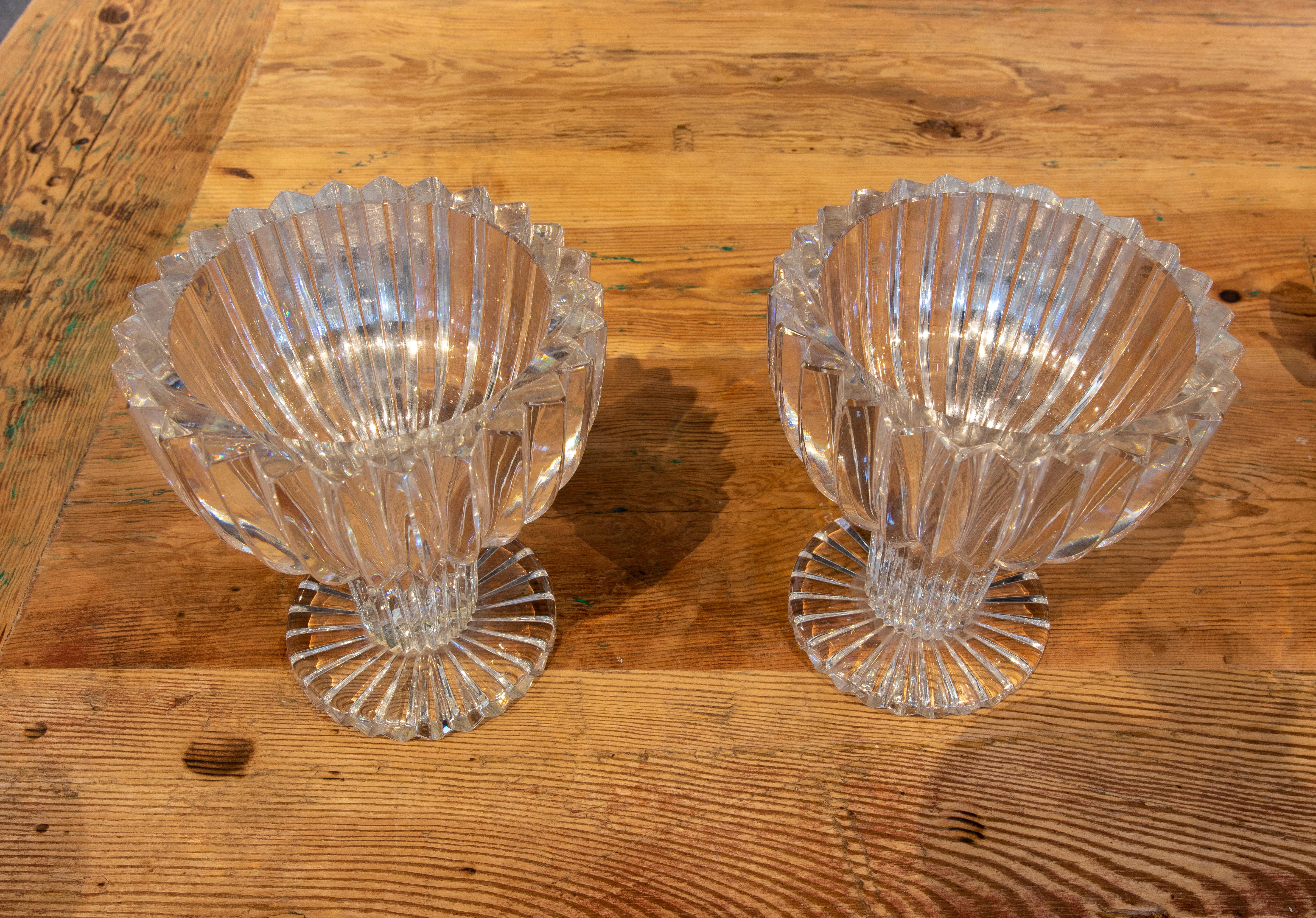 1970s czech pair of cut crystal goblets.