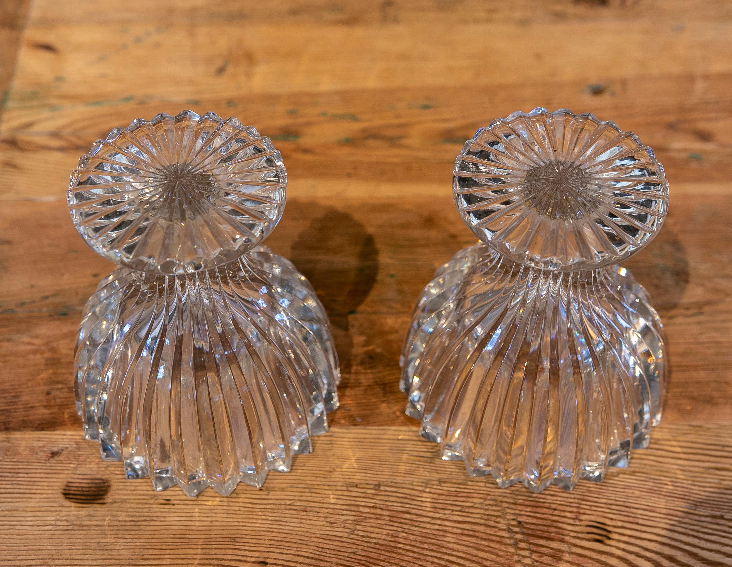 1970s Czech Pair of Cut Crystal Goblets For Sale 1