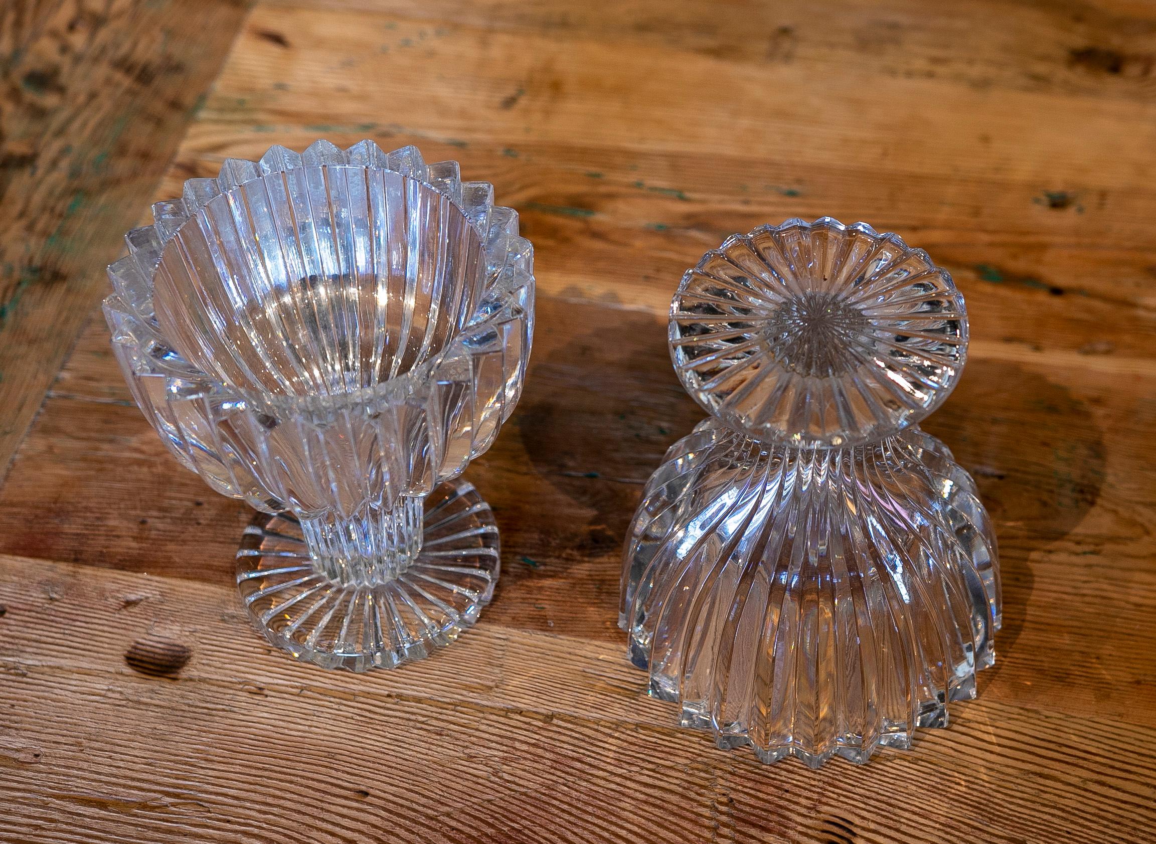 1970s Czech Pair of Cut Crystal Goblets For Sale 2