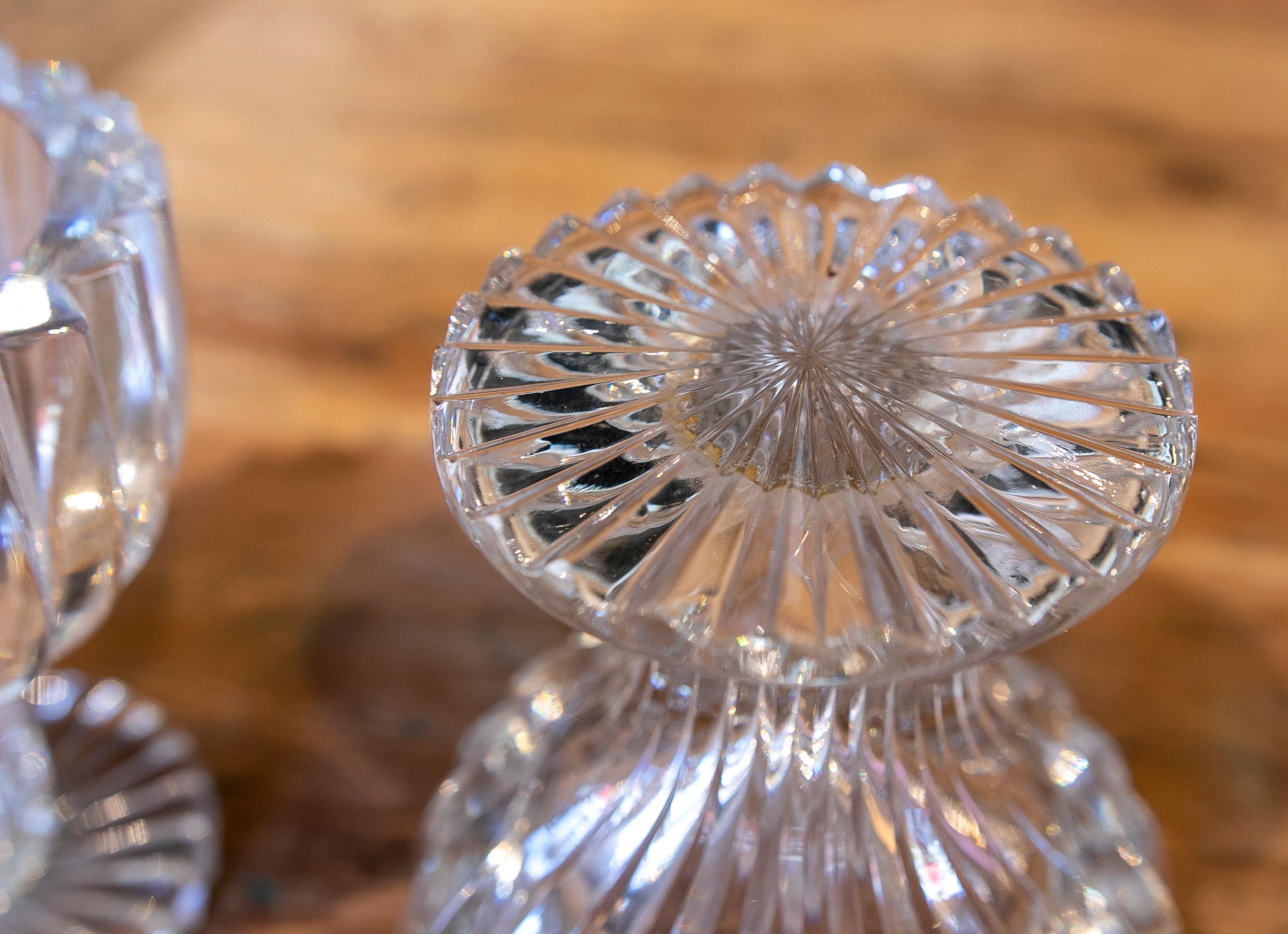 1970s Czech Pair of Cut Crystal Goblets For Sale 3