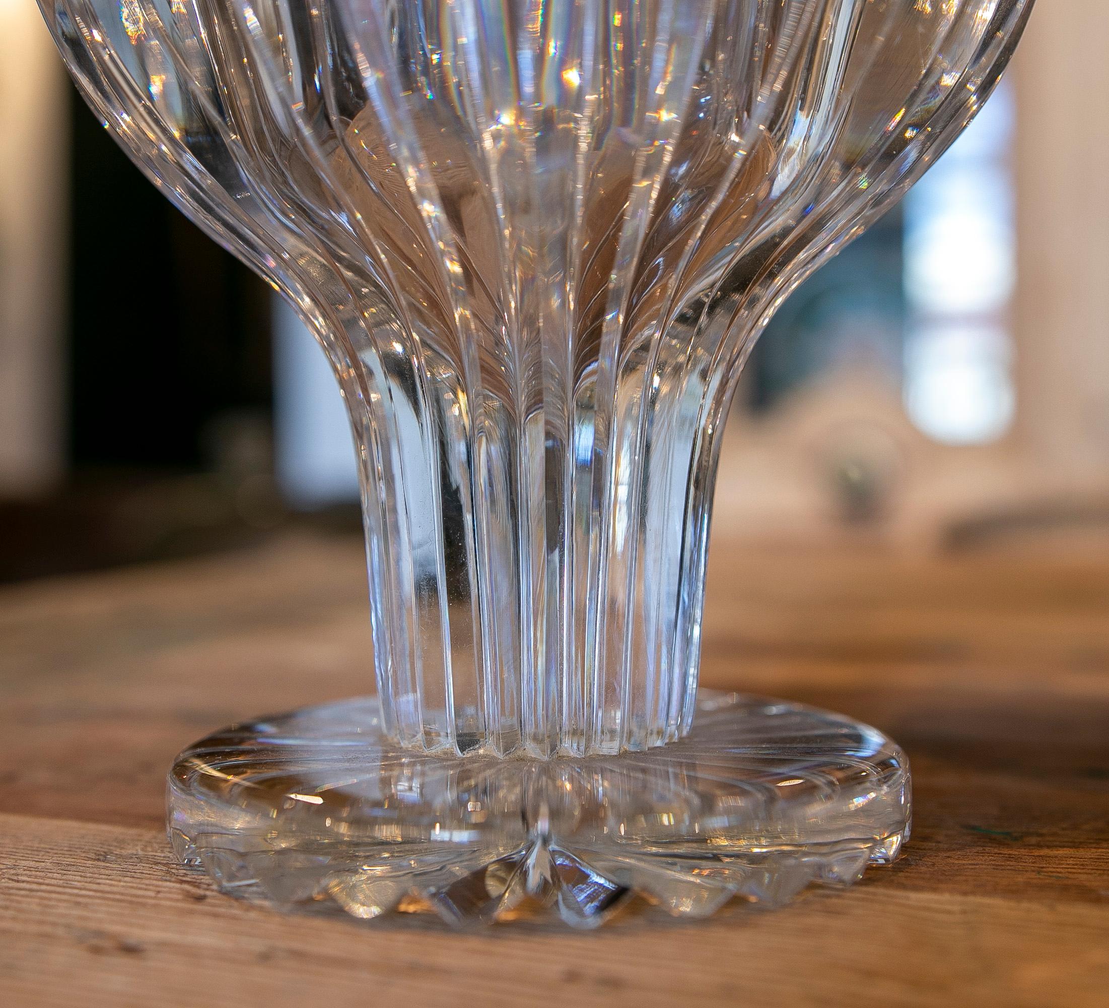 1970s Czech Pair of Cut Crystal Goblets For Sale 4