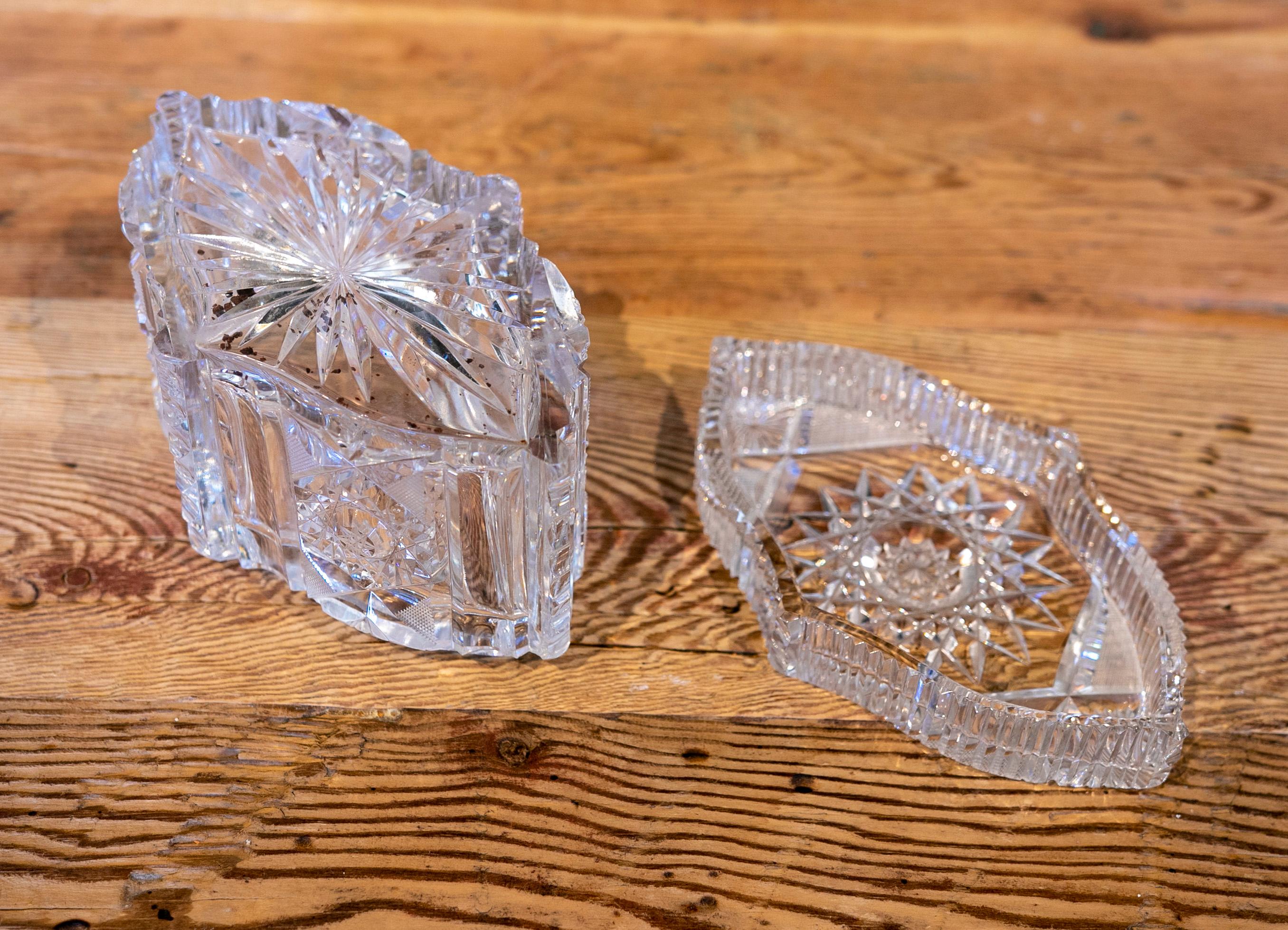 1970s Czech Republic Handcut Crystal Box For Sale 8