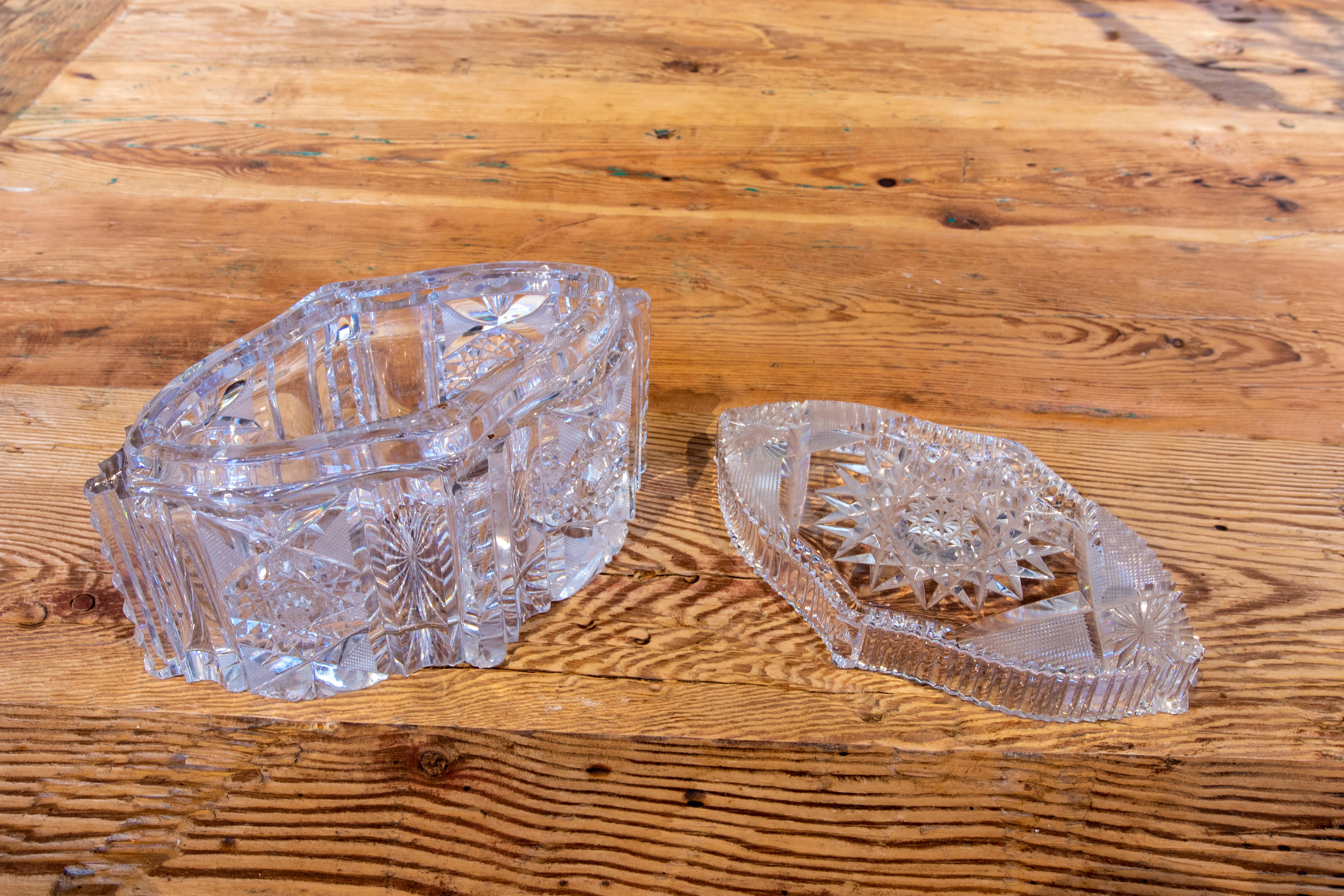 1970s Czech Republic Handcut Crystal Box For Sale 1