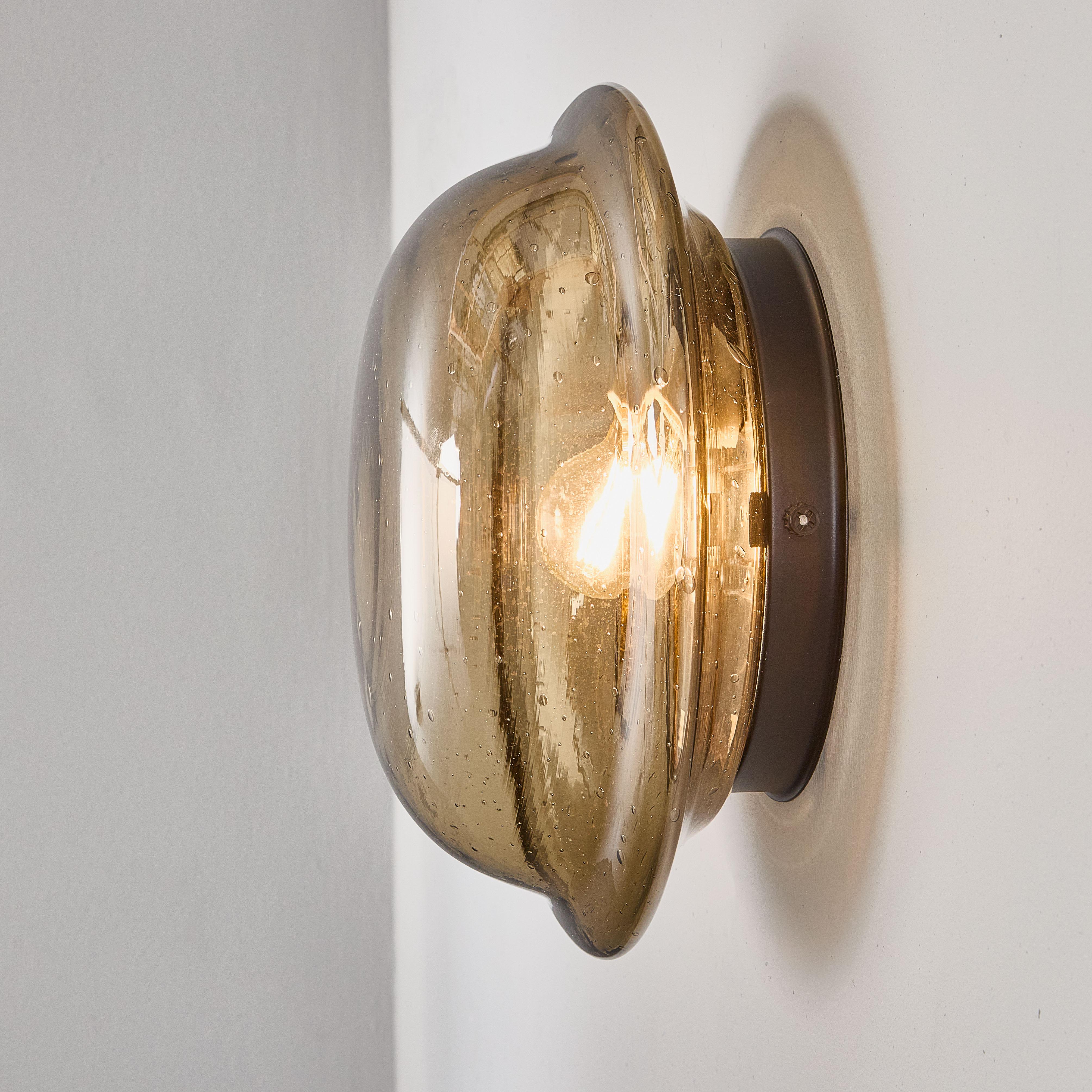 1970's Czech Smoked Bullicante Orb Glass Wall - Ceiling Lamps - Good Qty Availab In Good Condition For Sale In Hook, Hampshire