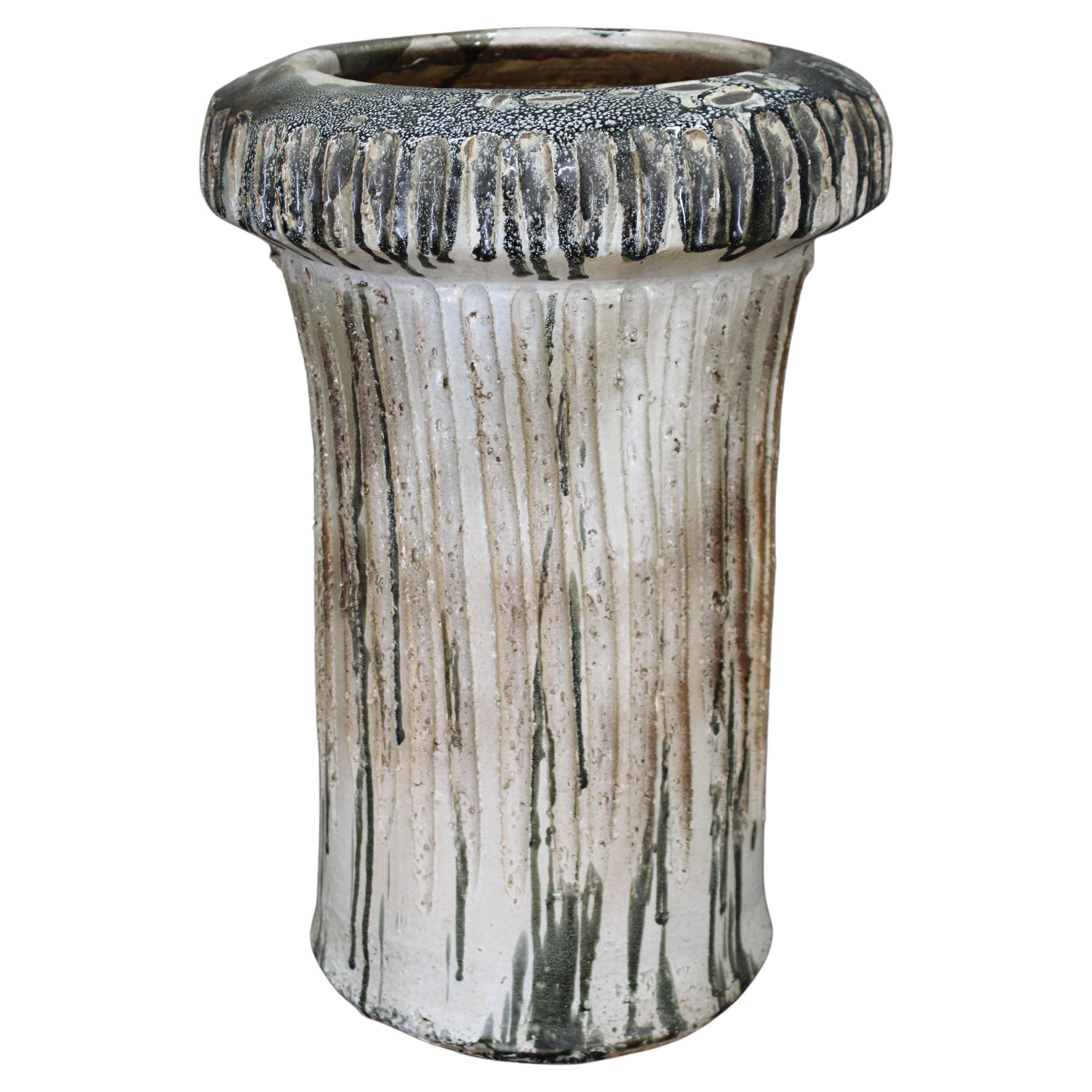Vaso in ceramica brutalista cecoslovacco degli anni
70, grande ceramica di metà secolo con texture