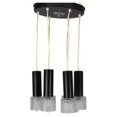 1970s Czechoslovak Mid-Century Modern Five-Light Glass Pendant Chandelier