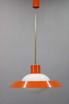 1970s Czechoslovak Mid-Century Orange Opaline Glass Pendant Lamp