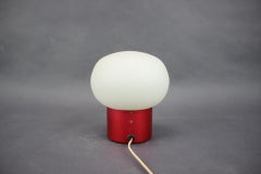 1970s Czechoslovak Space Age Burgundy Red Opaline Glass Table Lamp