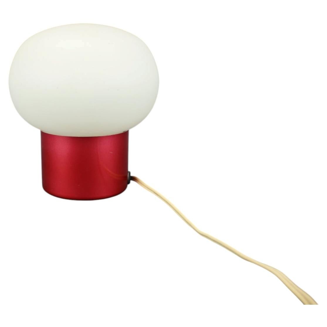 1970s Czechoslovak Space Age Burgundy Red Opaline Glass Table Lamp