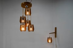 1970s Czechoslovakian Chandelier & Wall Lamp by Dřevo Humpolec