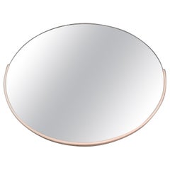 1970s Czechoslovakian Round Wall Mirror with Beige Frame