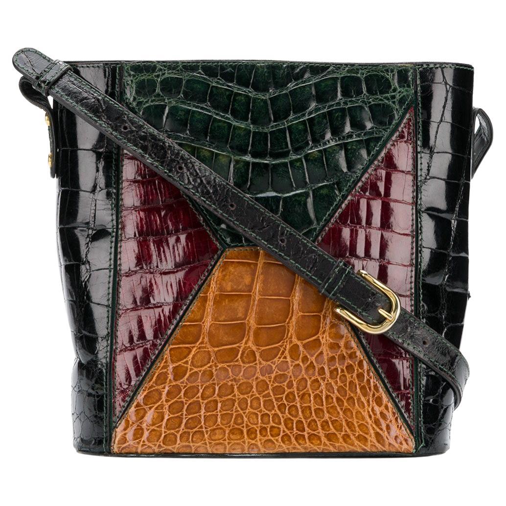 1970s Dal Cò Crocodile Leather Shoulder Bucket Bag For Sale