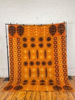 1970's DANIA TAEPPER, Leaves Stars Autumn, UNUSED, Mid Century, Danish Rya Rug