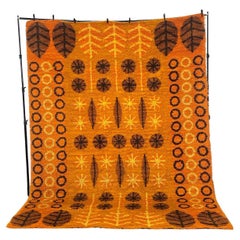 1970's DANIA TAEPPER, Leaves Stars Autumn, UNUSED, Mid Century, Danish Rya Rug