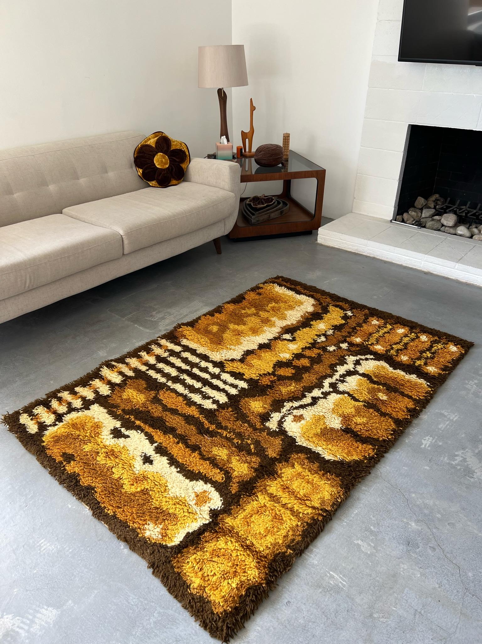 Danois Tapis Rya danois moderne mi-siècle de l'ère spatiale DANIA TAEPPER, années 1970 en vente