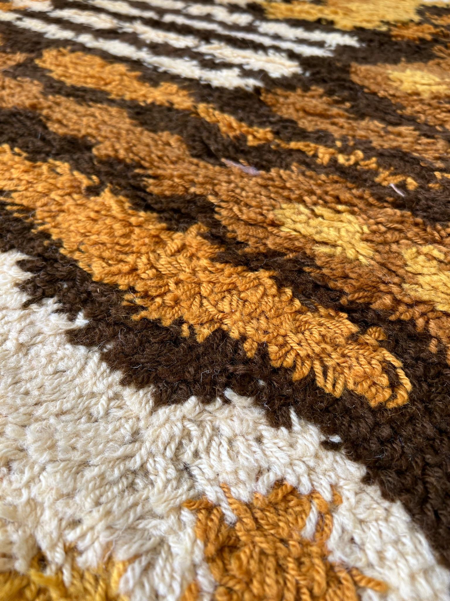 Laine Tapis Rya danois moderne mi-siècle de l'ère spatiale DANIA TAEPPER, années 1970 en vente