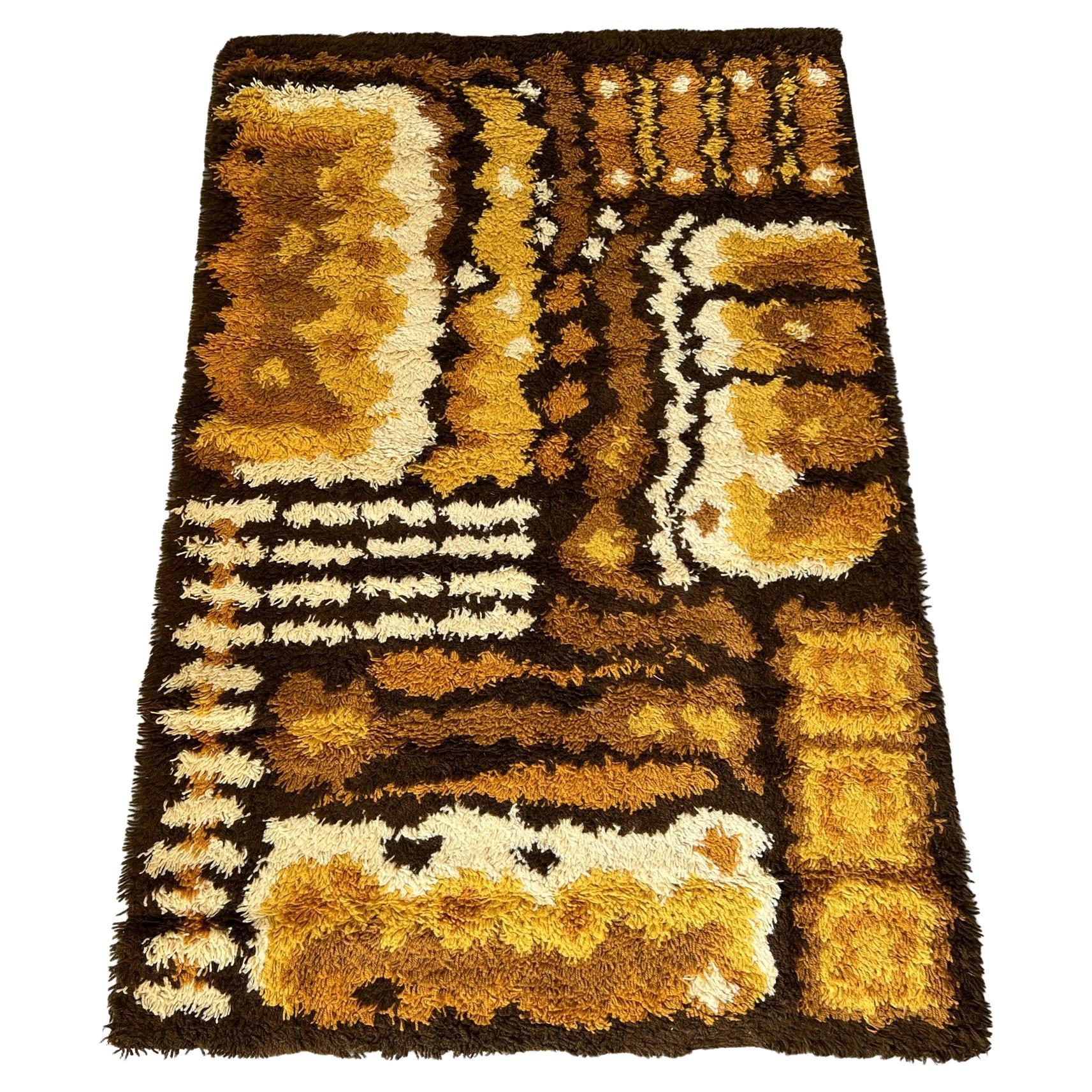 1970's DANIA TAEPPER Space Age UNUSED Mid Century Danish Wool Rya Rug Modern