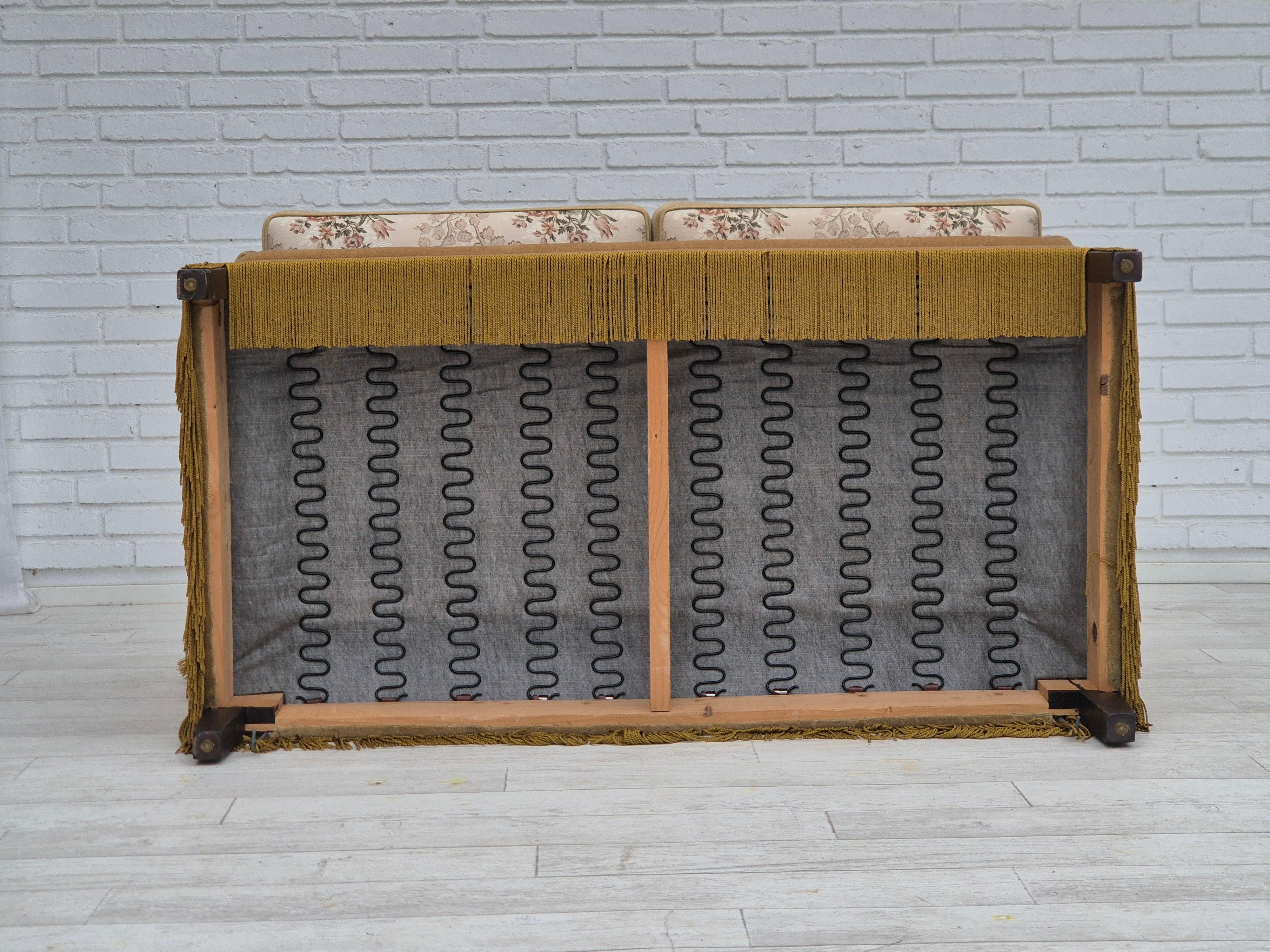 1970s, Danish 2-seater drop arm sofa, furniture velour, adjustable armrests. 5