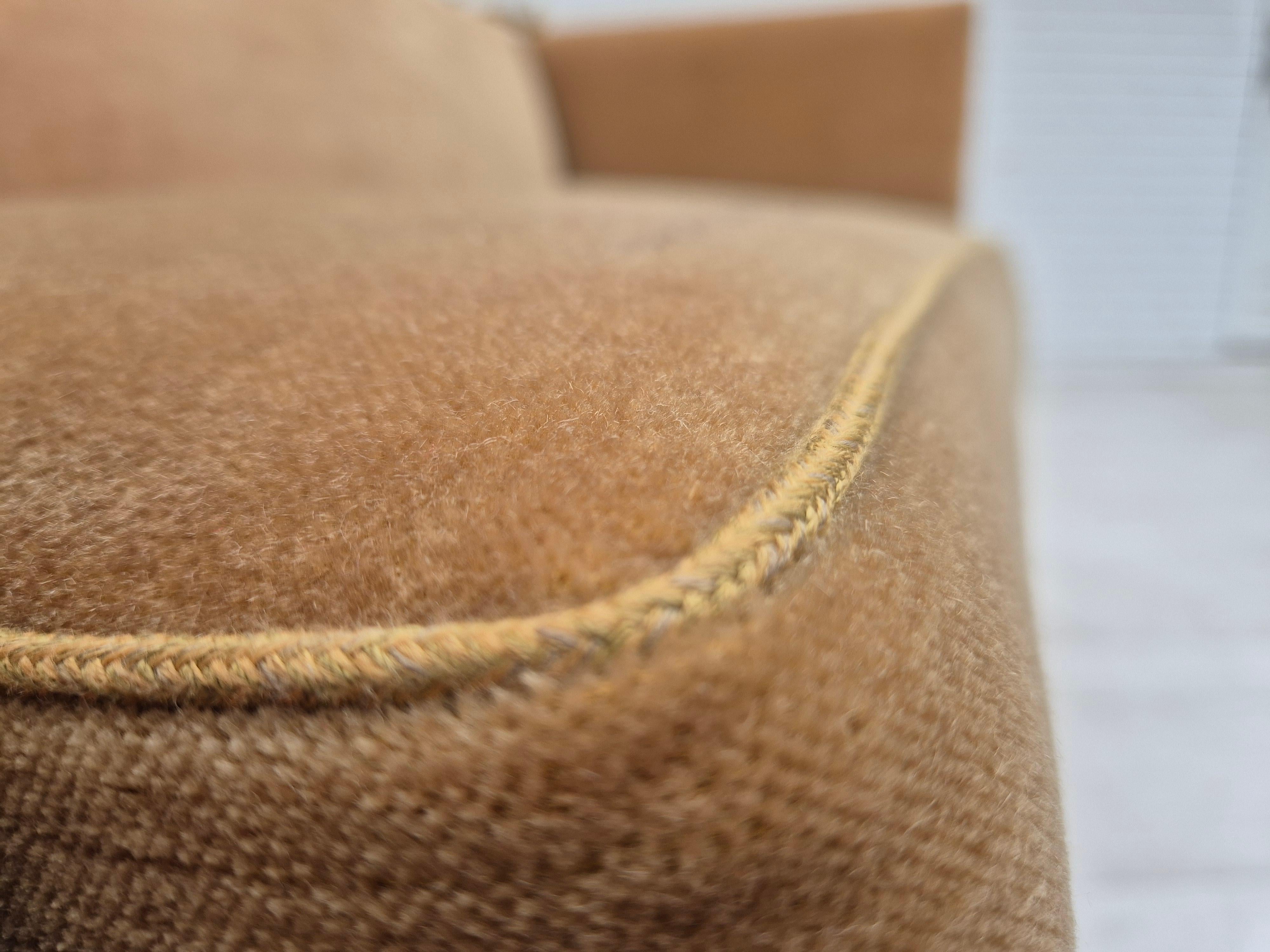 1970s, Danish 2-seater drop arm sofa, furniture velour, adjustable armrests. 10