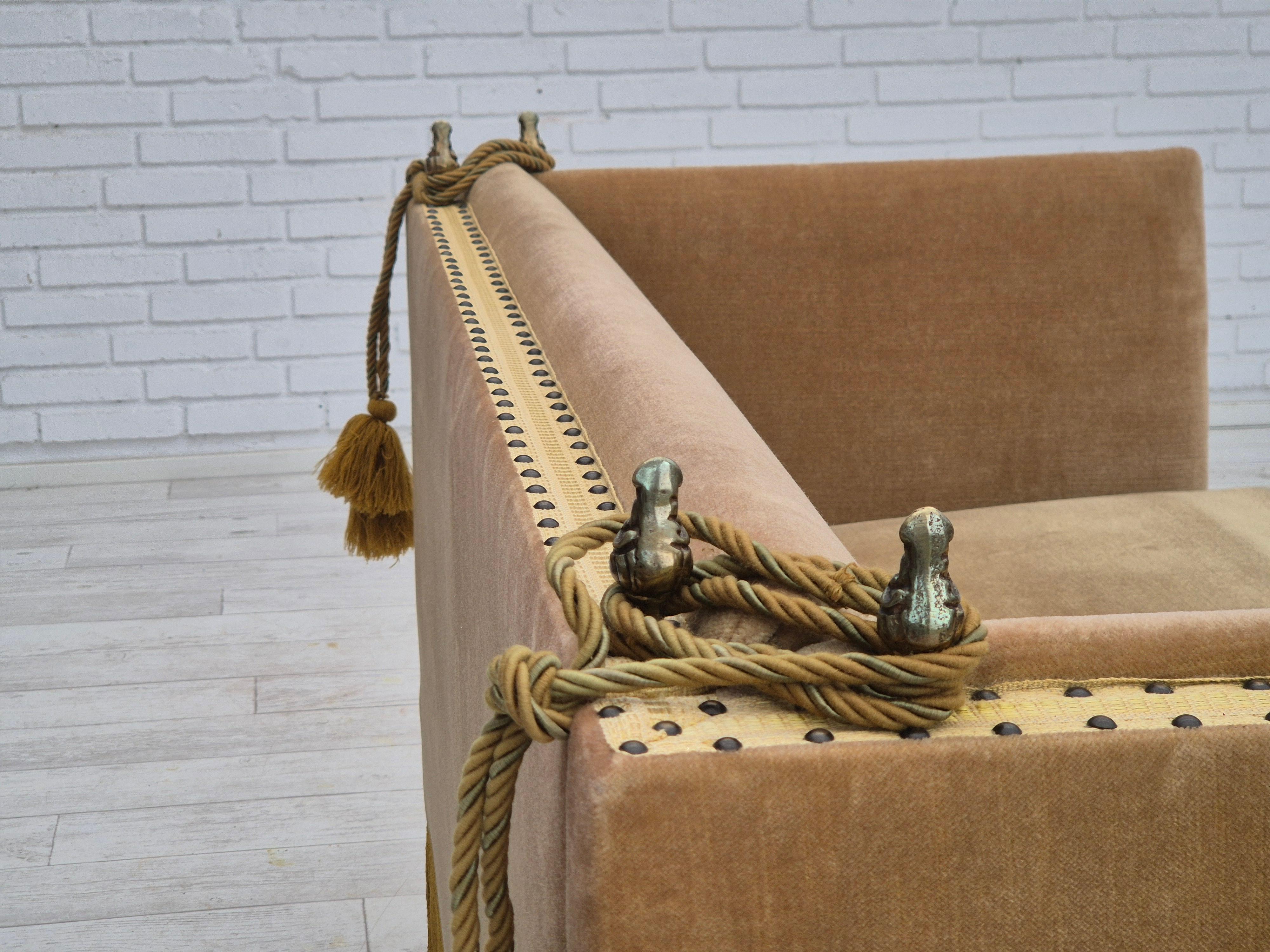 1970s, Danish 2-seater drop arm sofa, furniture velour, adjustable armrests. 11